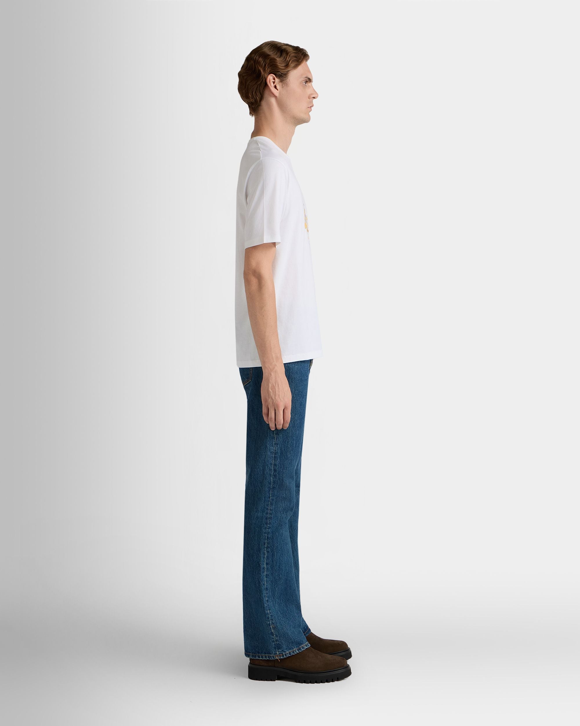 Bally Global - T-Shirt En Coton Blanc Avec Écusson Bally Crest - Blanc