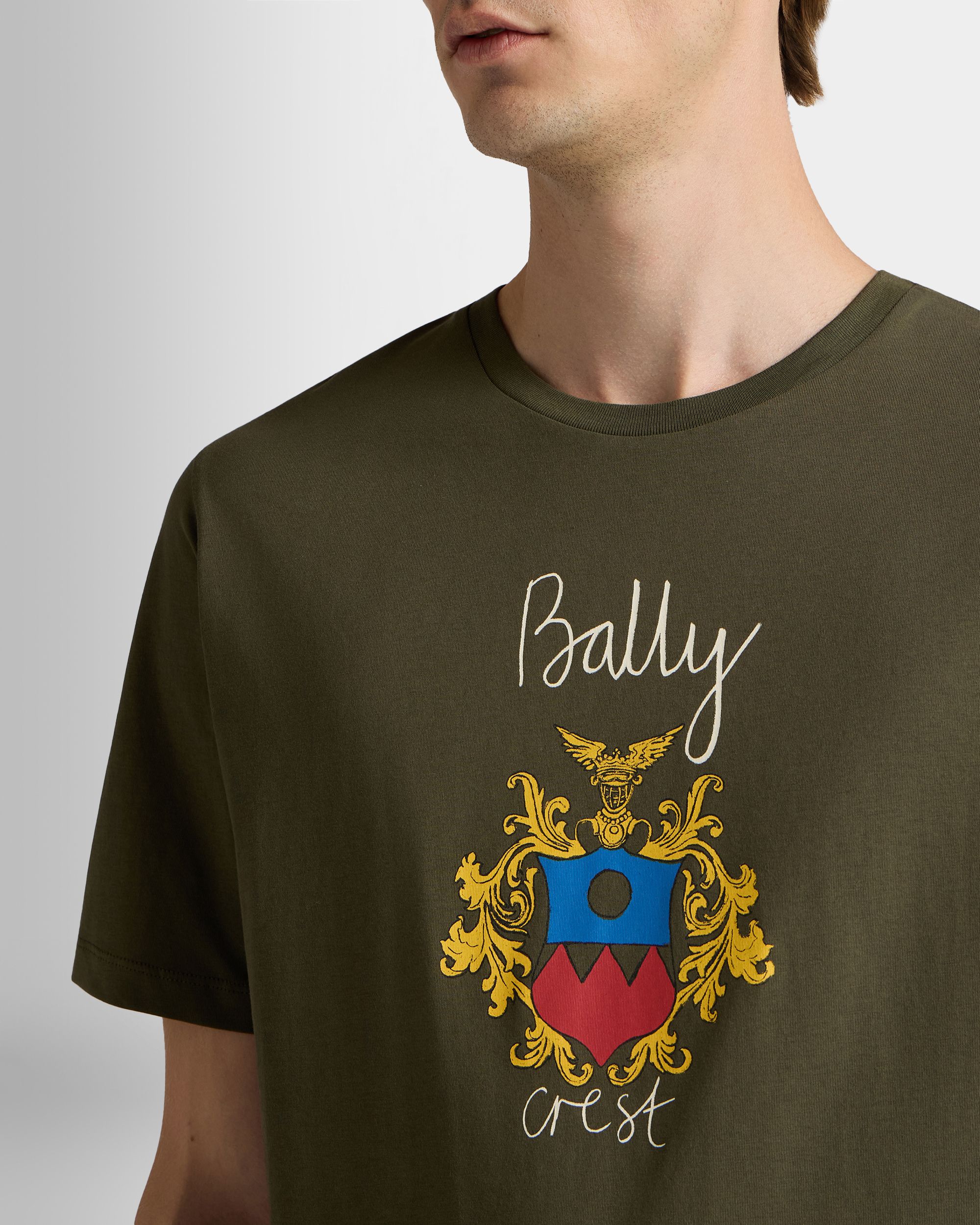 Bally Global - T-Shirt En Coton Military Green Avec Écusson Bally Crest - Vert