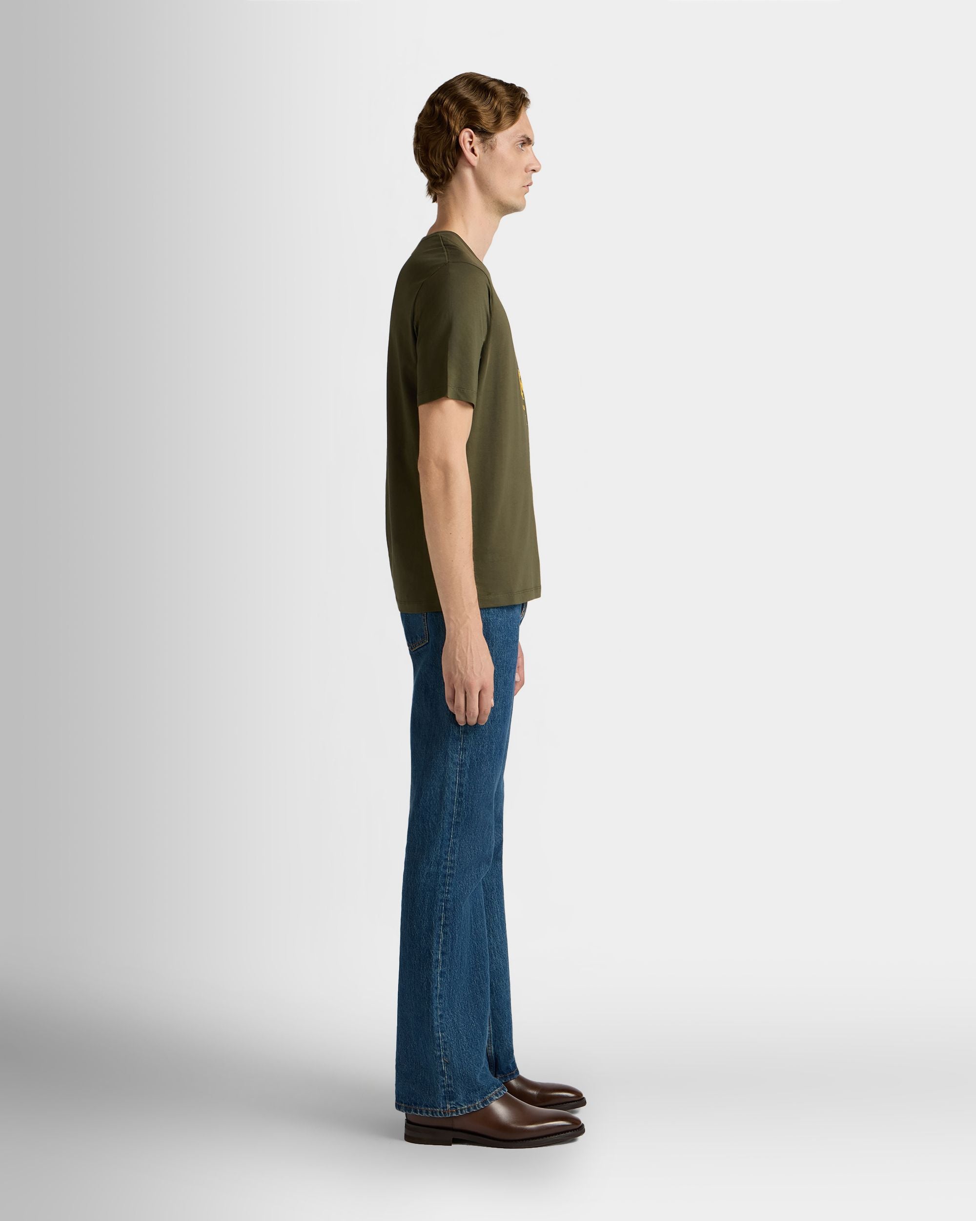 Bally Global - T-Shirt En Coton Military Green Avec Écusson Bally Crest - Vert