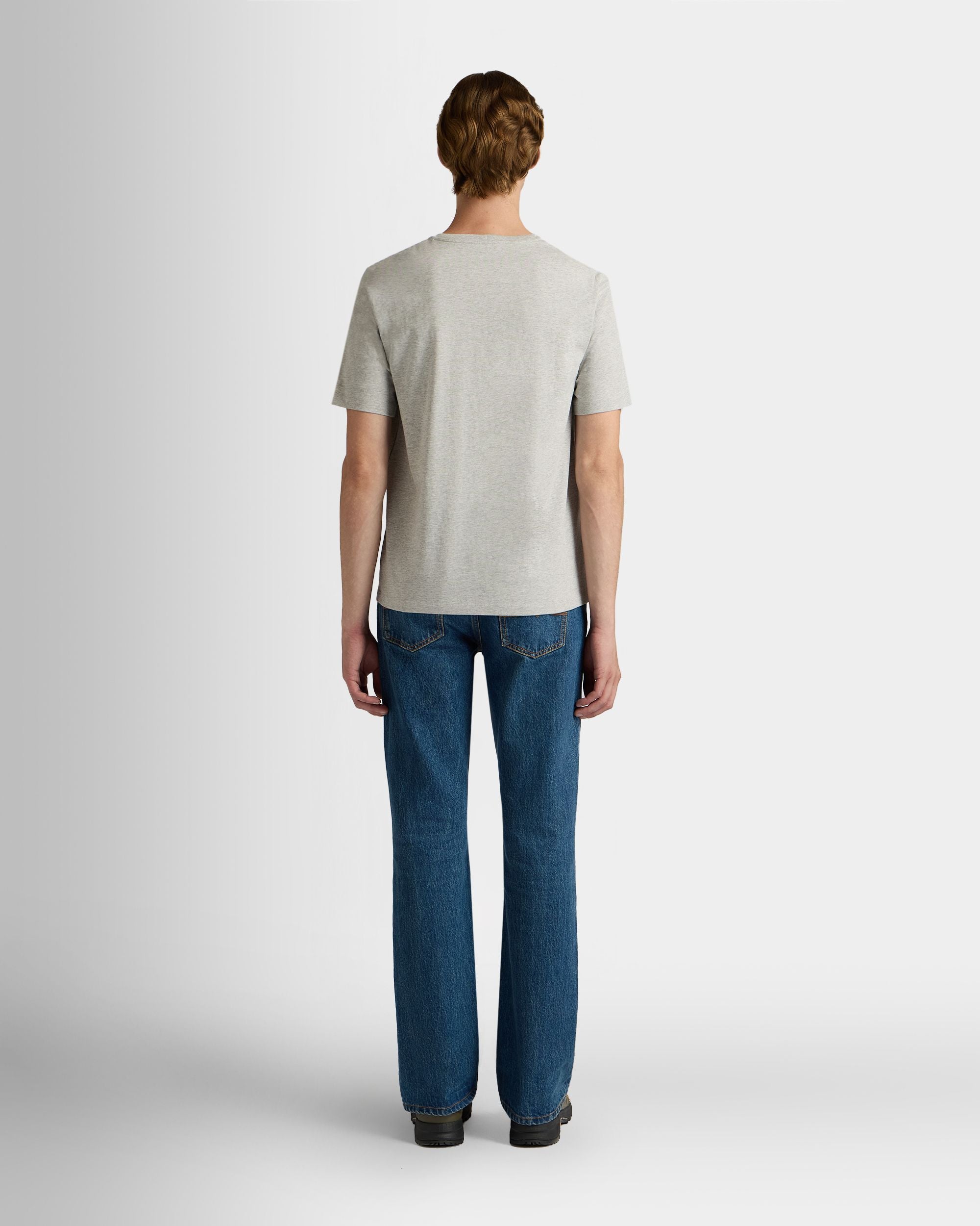 Bally Global - T-Shirt En Coton Gris Chiné Avec Écusson Bally Crest - Gris