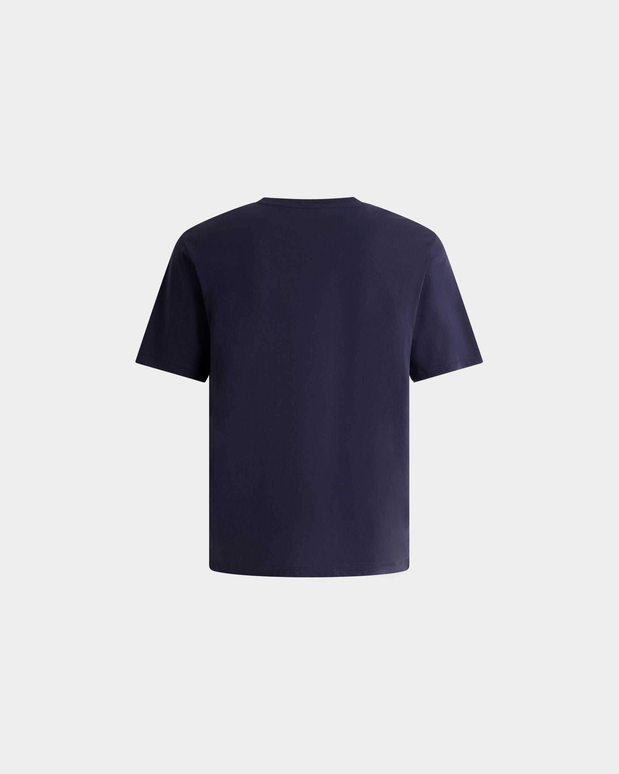 Bally Global - T-Shirt in Navy Blue Cotton With Mountain Graphics - Blue