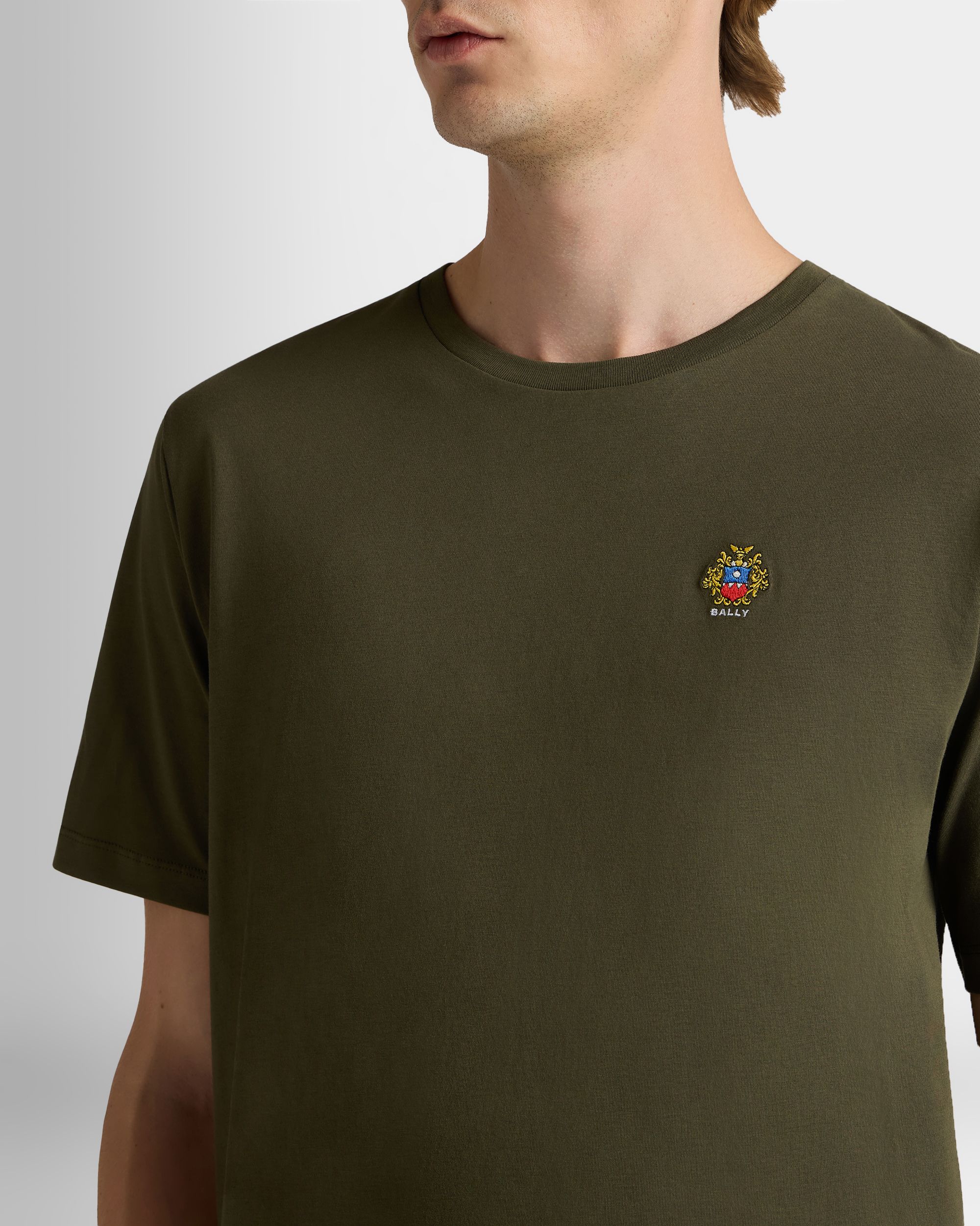 Bally Global - T-Shirt En Coton Military Green Avec Écusson Bally Crest - Vert