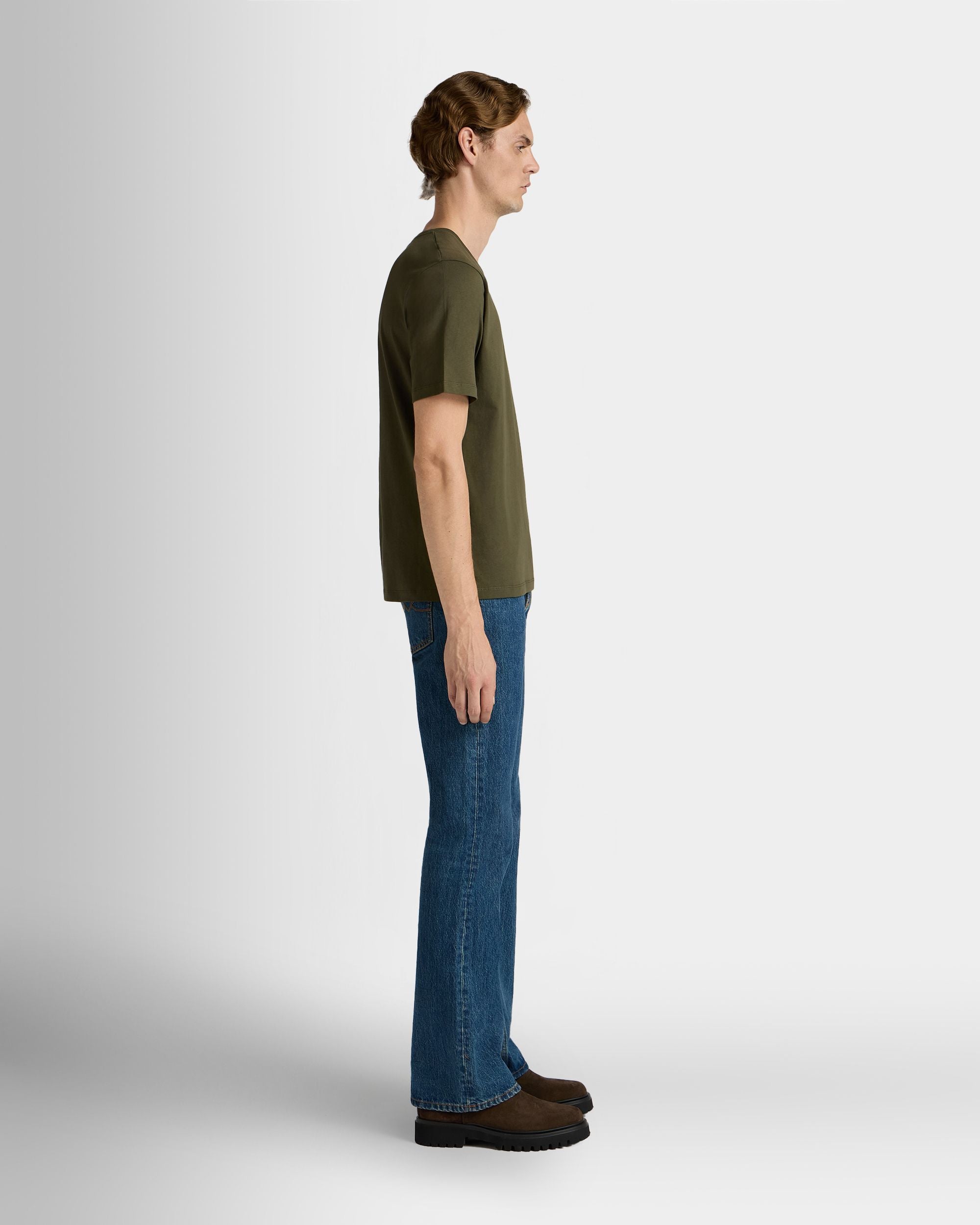 Bally Global - T-Shirt En Coton Military Green Avec Écusson Bally Crest - Vert