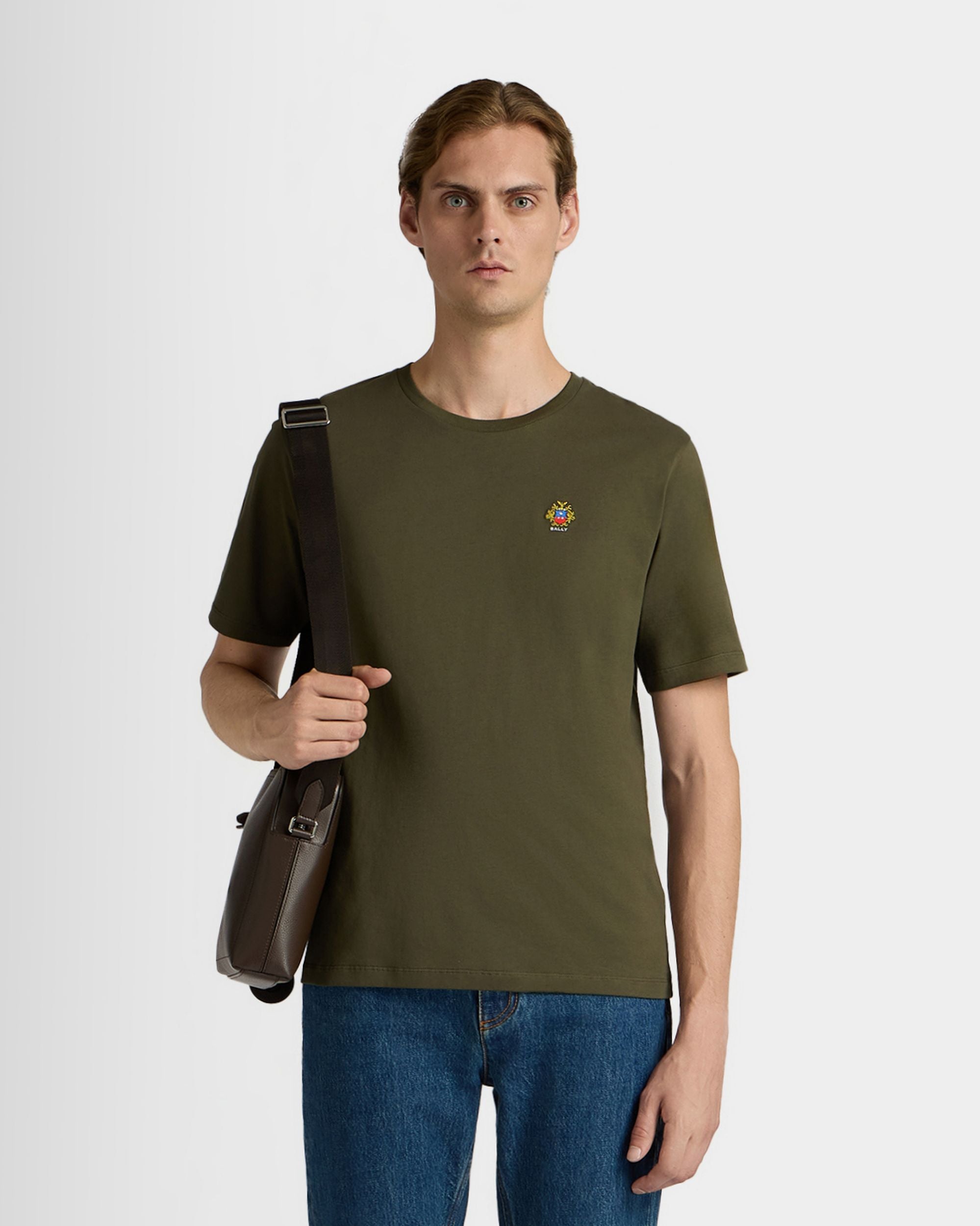 Bally Global - T-Shirt En Coton Military Green Avec Écusson Bally Crest - Vert