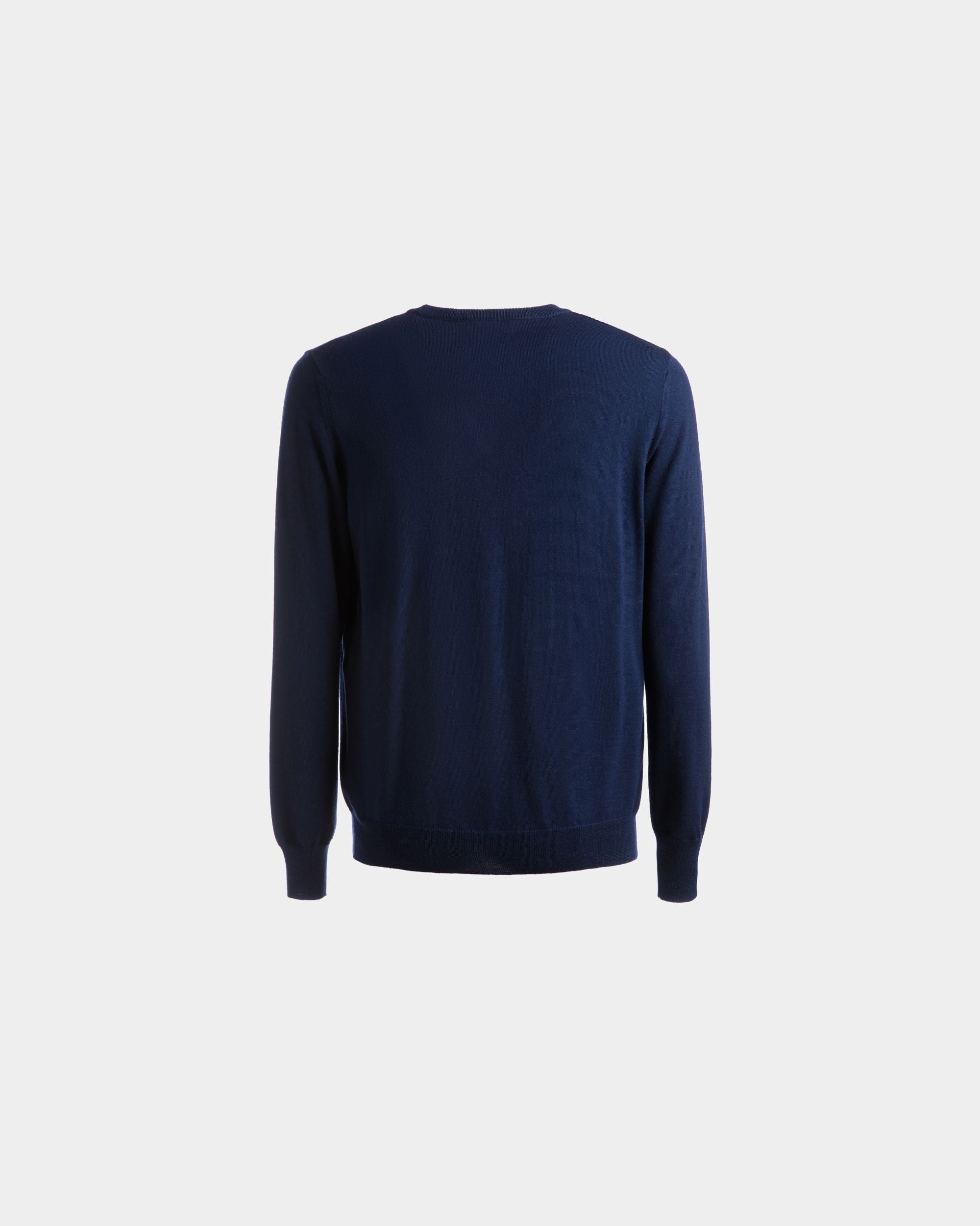 Bally Global - Crew Neck Sweater In Marine Wool - Blue