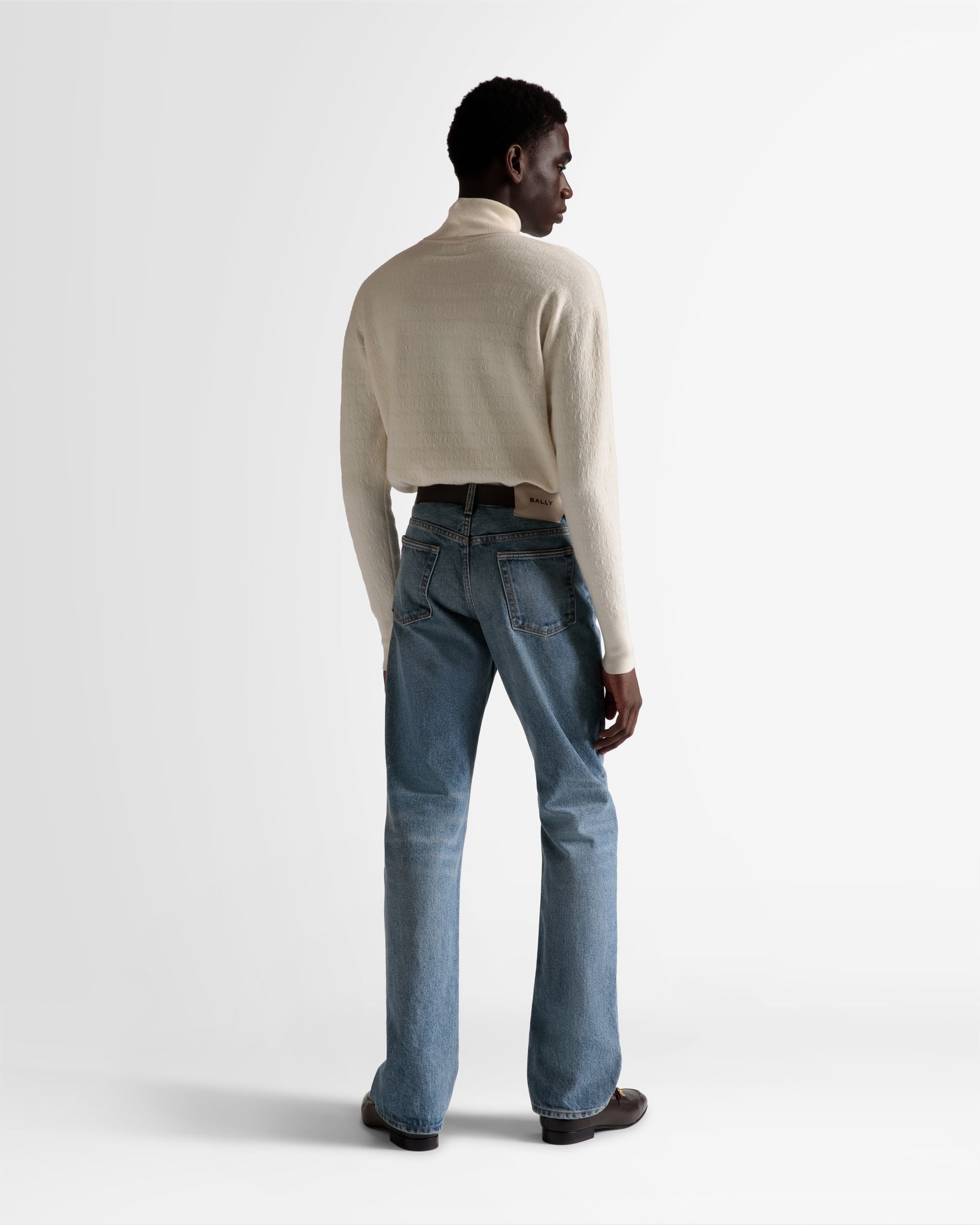 Bally Global - Roll Neck Sweater In Bone Wool - White