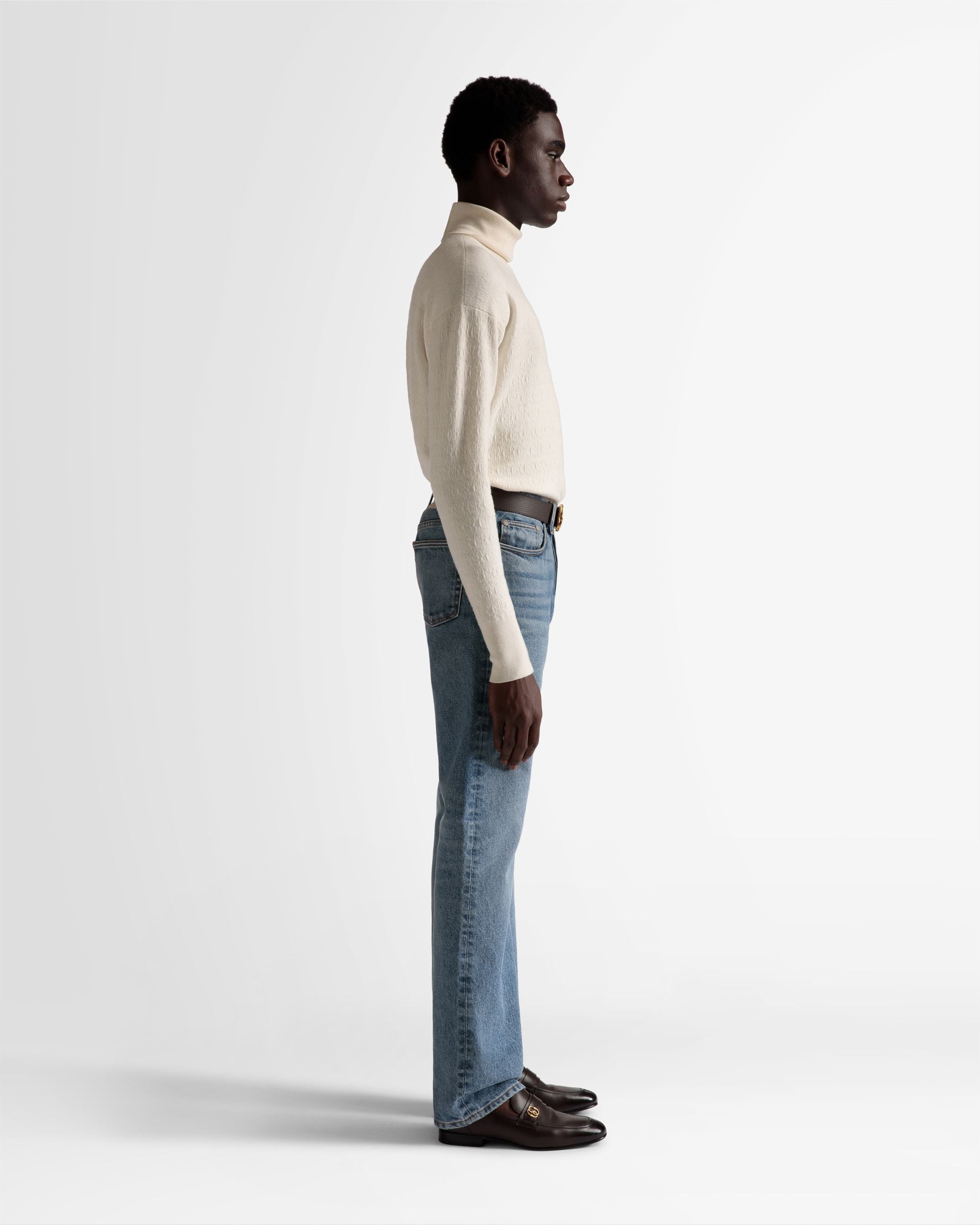 Bally Global - Roll Neck Sweater In Bone Wool - White
