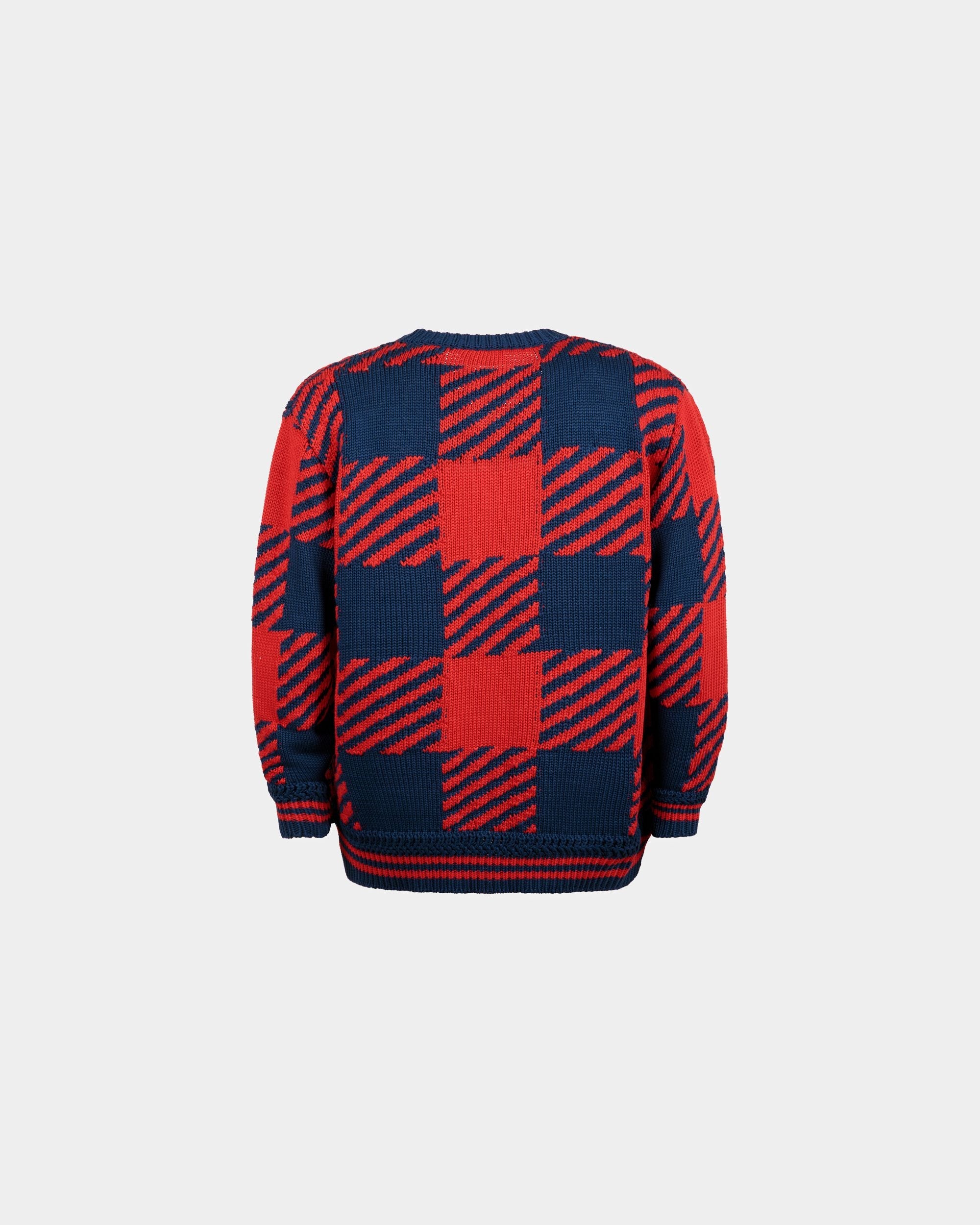 Bally Global - V-Neck Sweater in Red and Blue Cotton - Multicolor