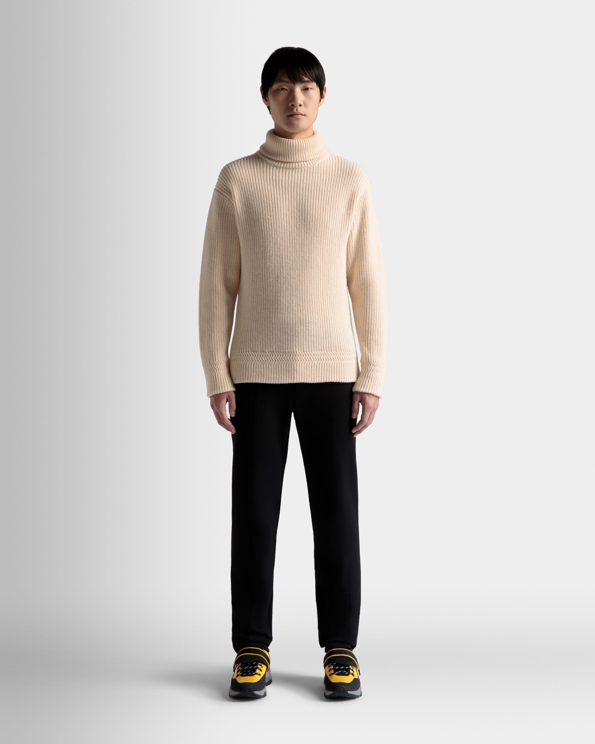 Bally Global - Turtleneck Sweater In Beige Wool - Beige