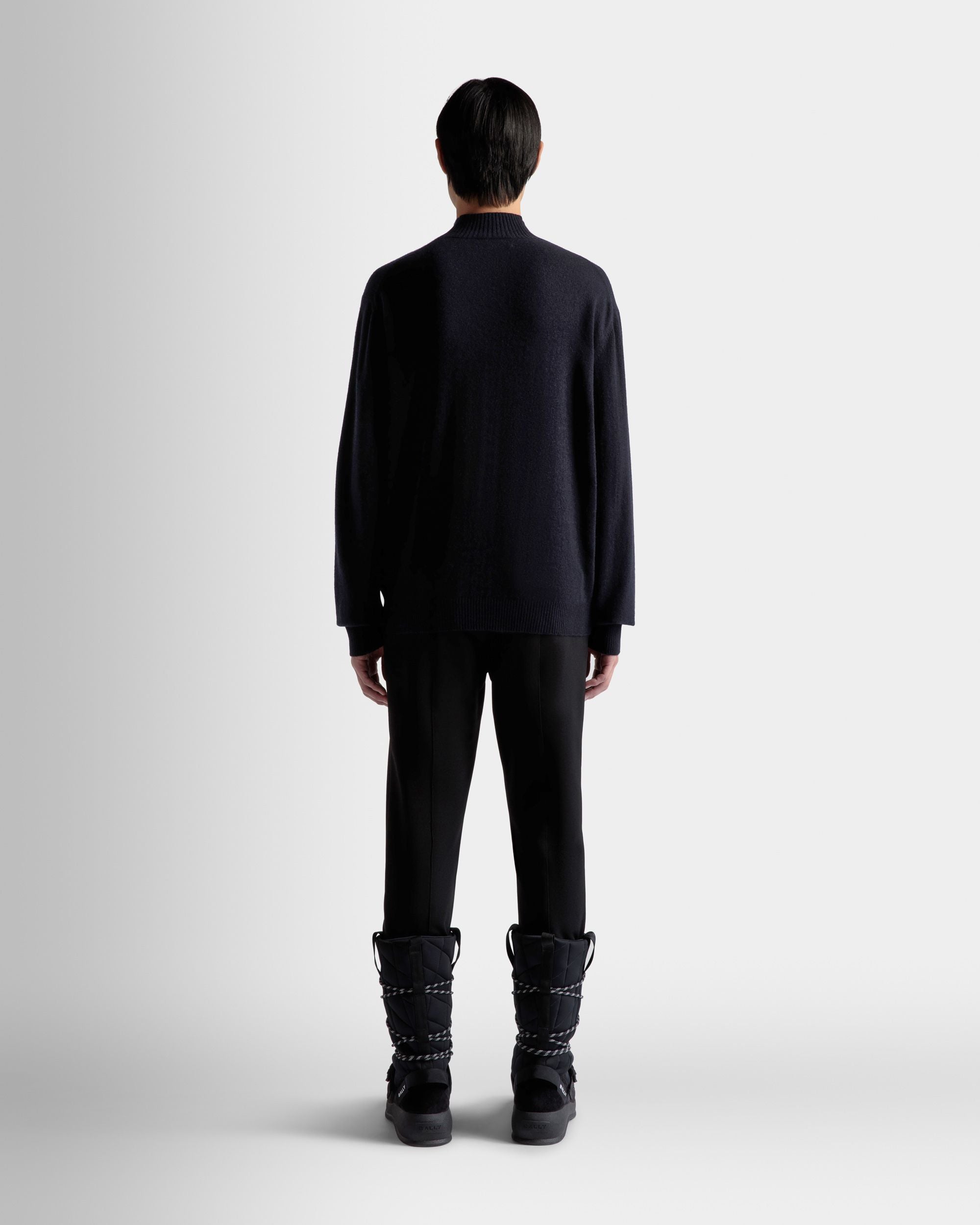 Bally Global - Turtleneck Sweater In Dark Blue Cashmere - Blue