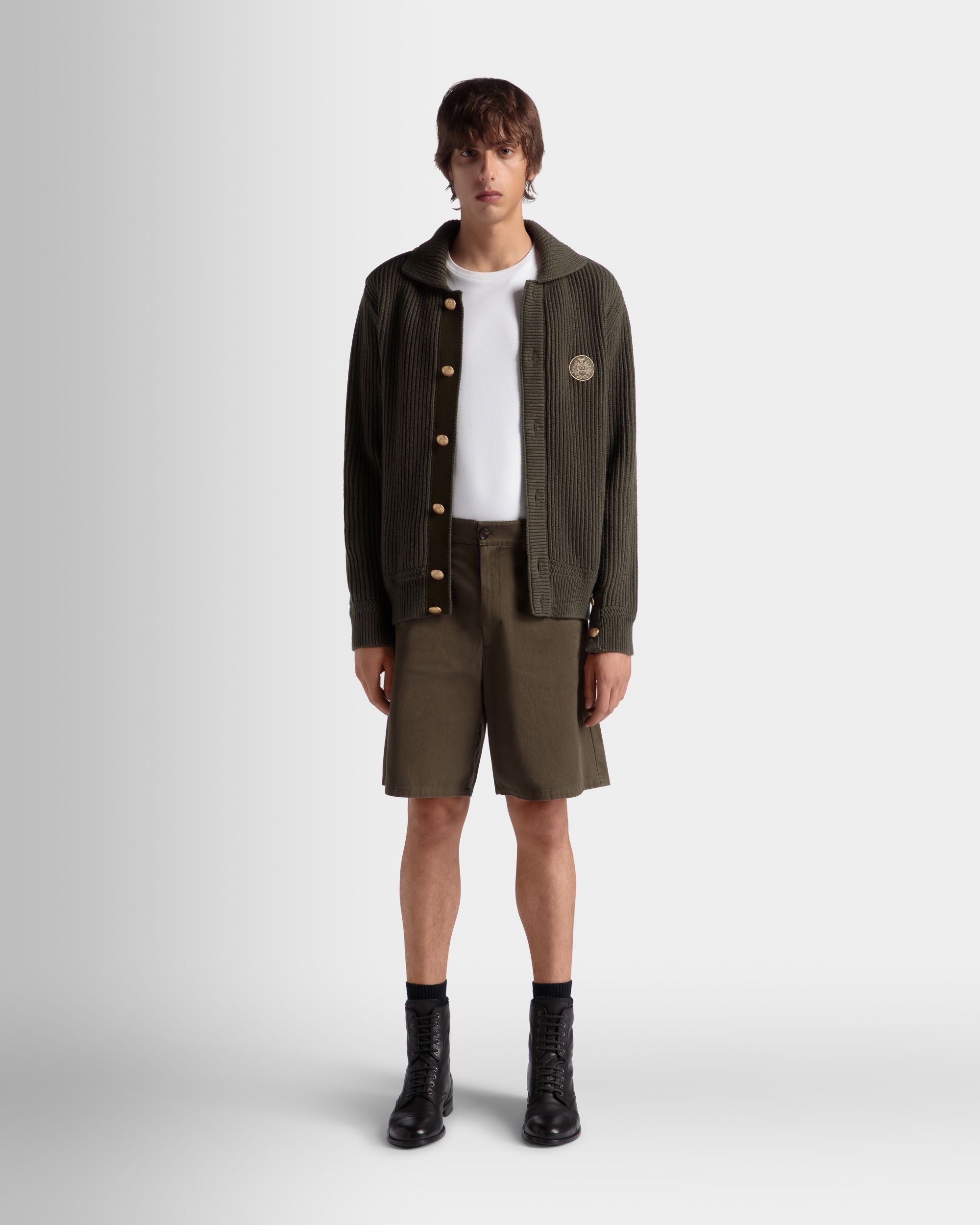 Bally Global - Adrien Brody Travel Collection Cardigan In Military Green Wool - Green