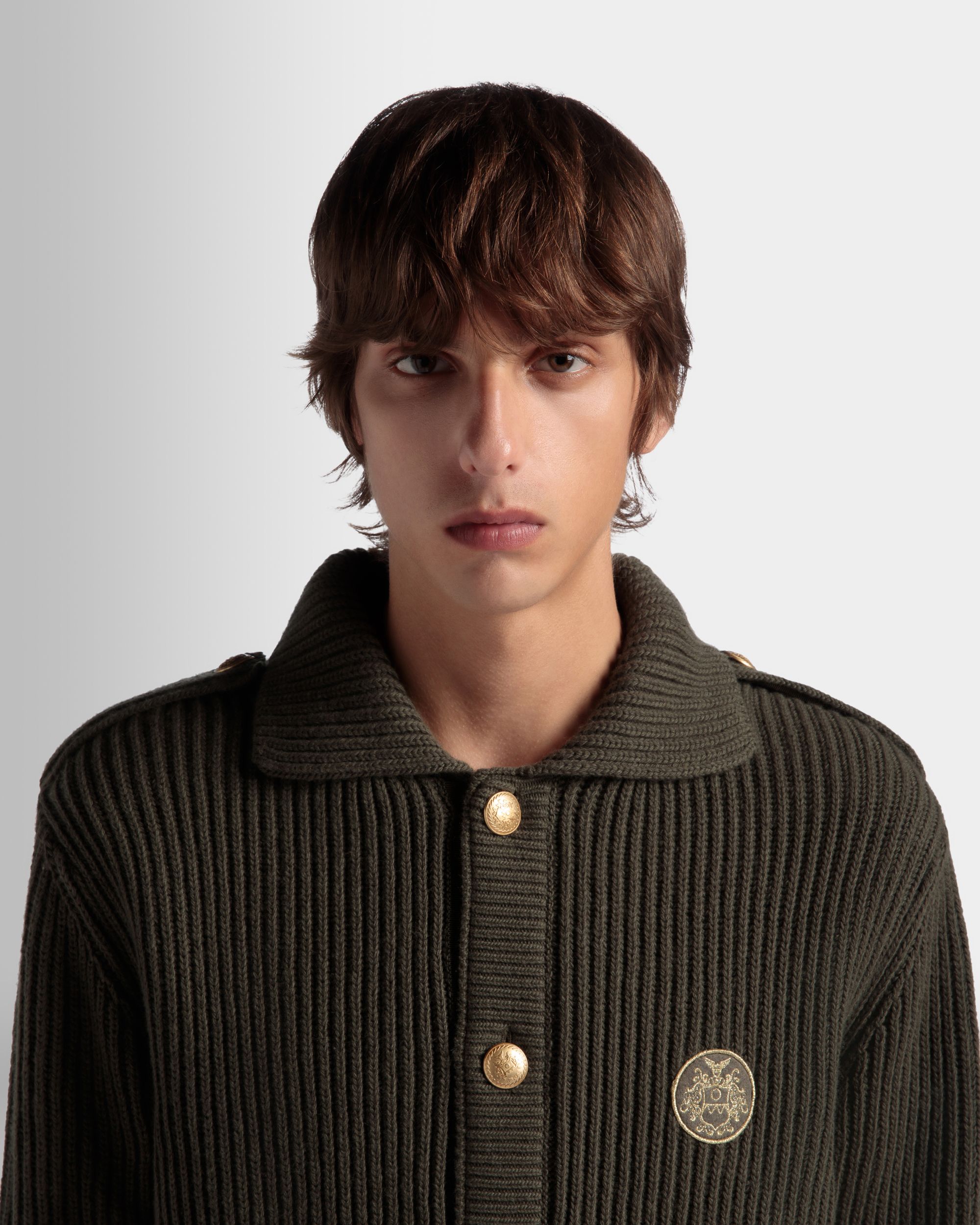 Bally Global - Adrien Brody Travel Collection Cardigan In Military Green Wool - Green