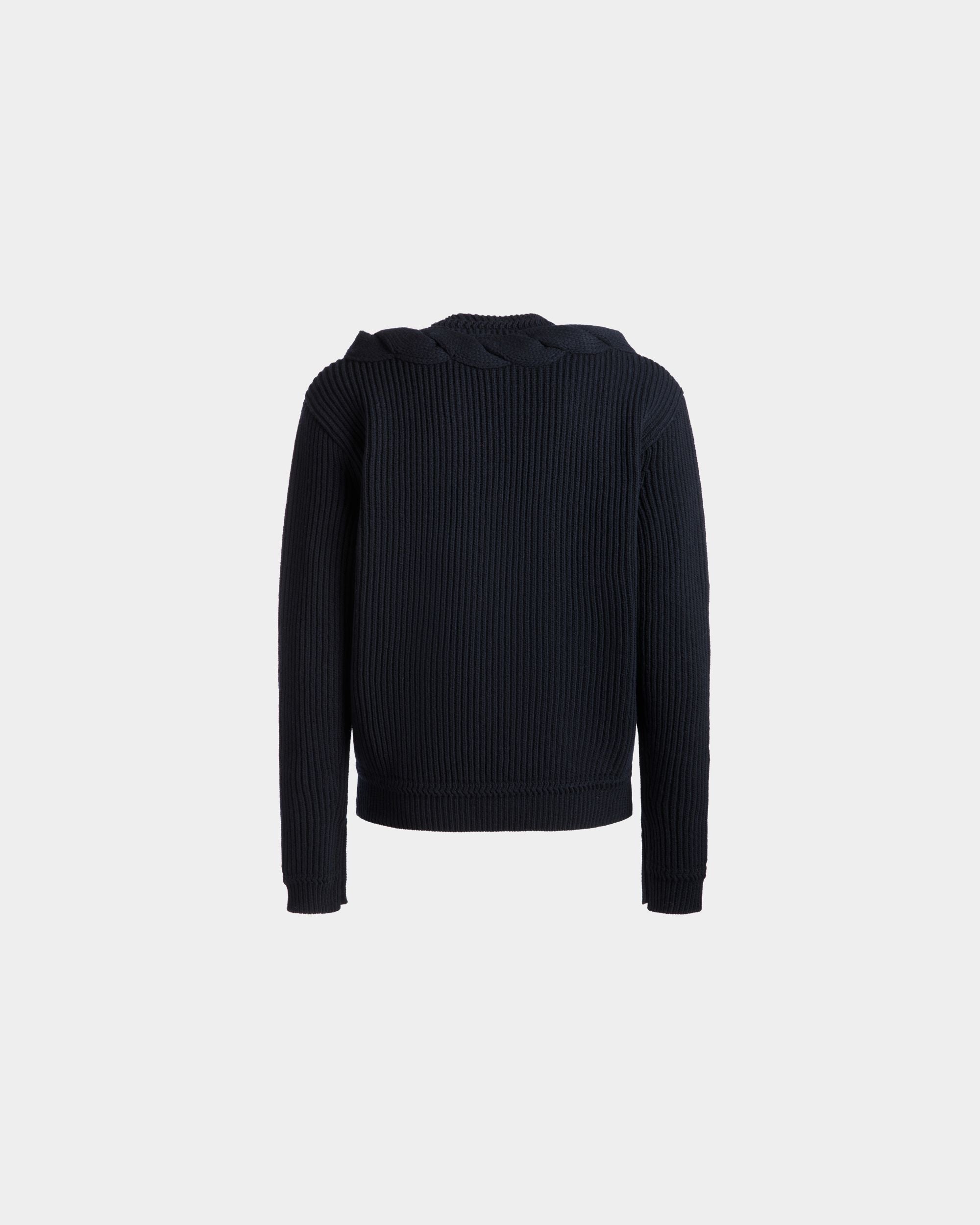 Bally Global - Adrien Brody Travel Collection Crewneck Sweater In Navy Blue Wool - Blue
