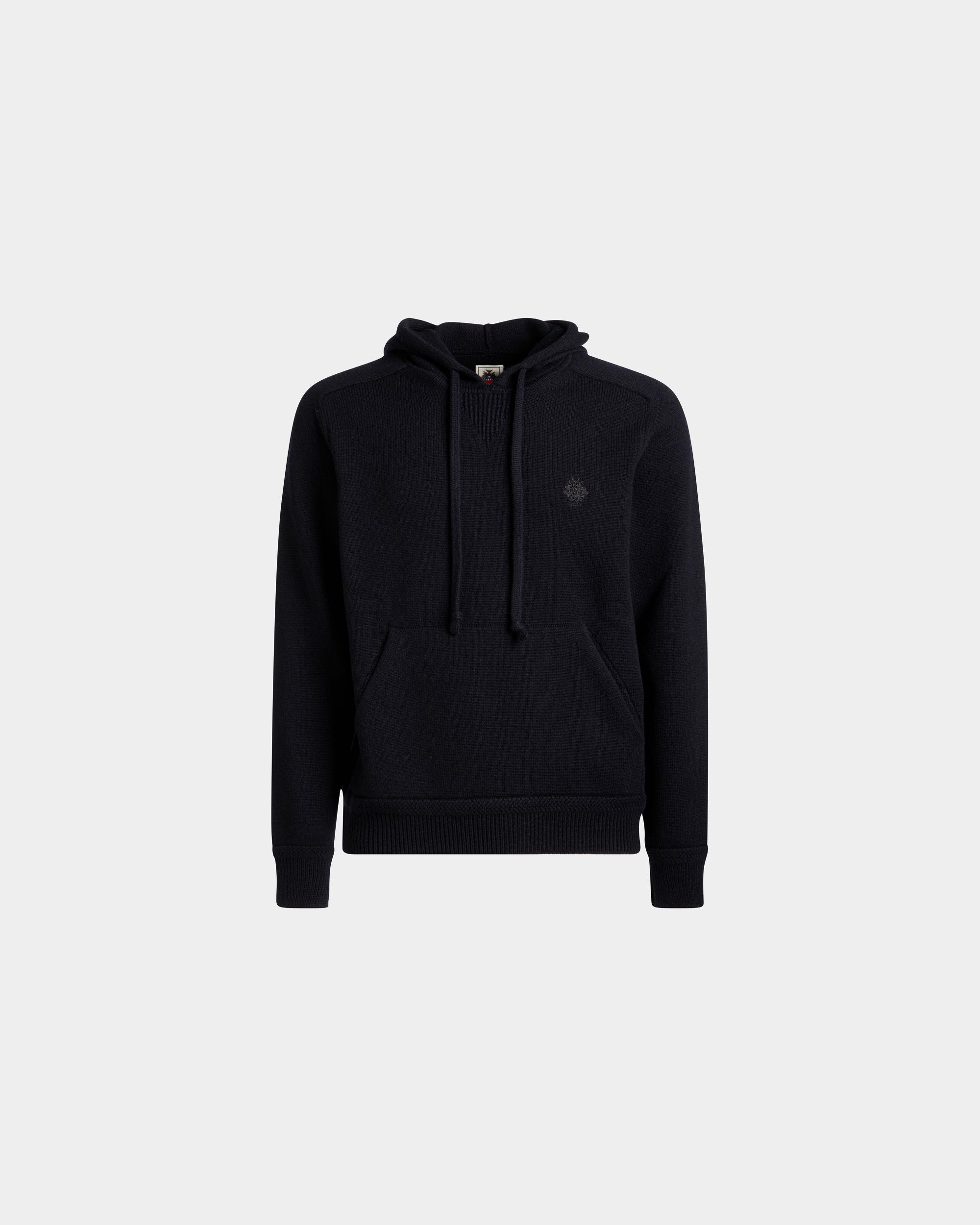 Bally Global - Adrien Brody Travel Collection Hoodie In Navy Blue Wool Blend - Blue