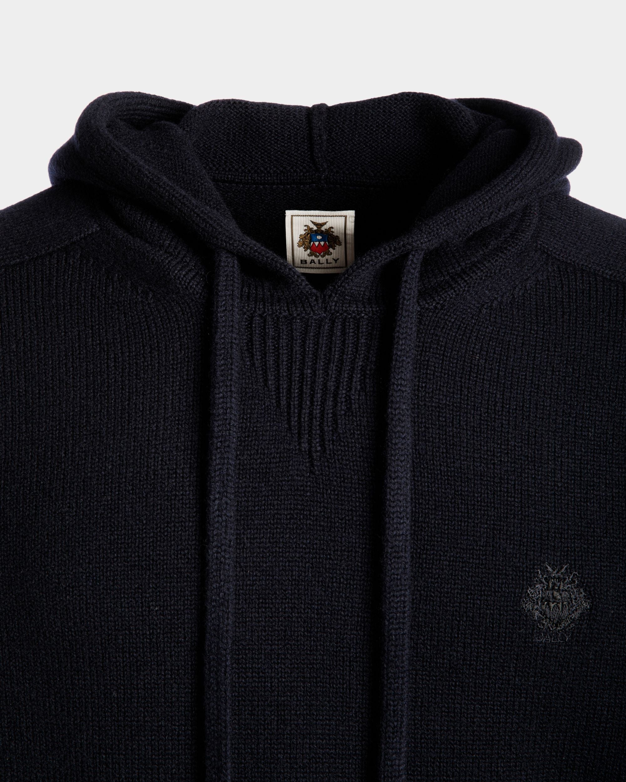 Bally Global - Adrien Brody Travel Collection Hoodie In Navy Blue Wool Blend - Blue
