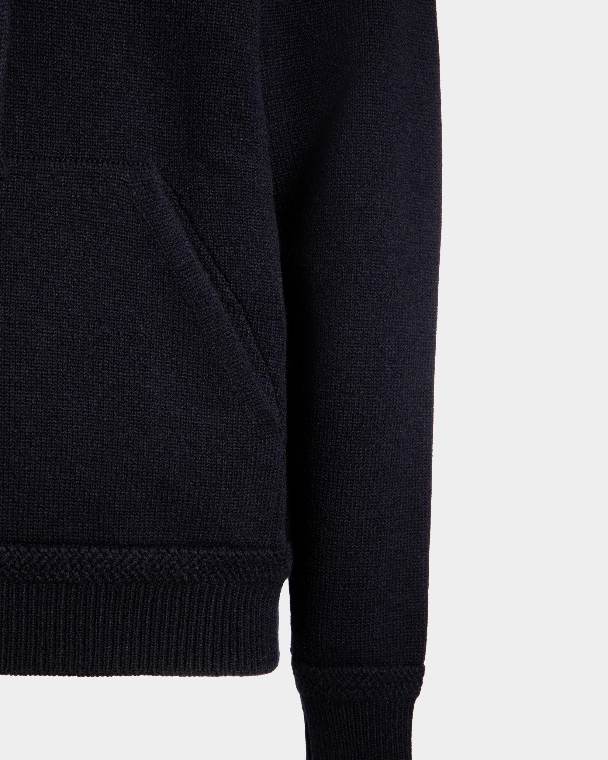 Bally Global - Adrien Brody Travel Collection Hoodie In Navy Blue Wool Blend - Blue
