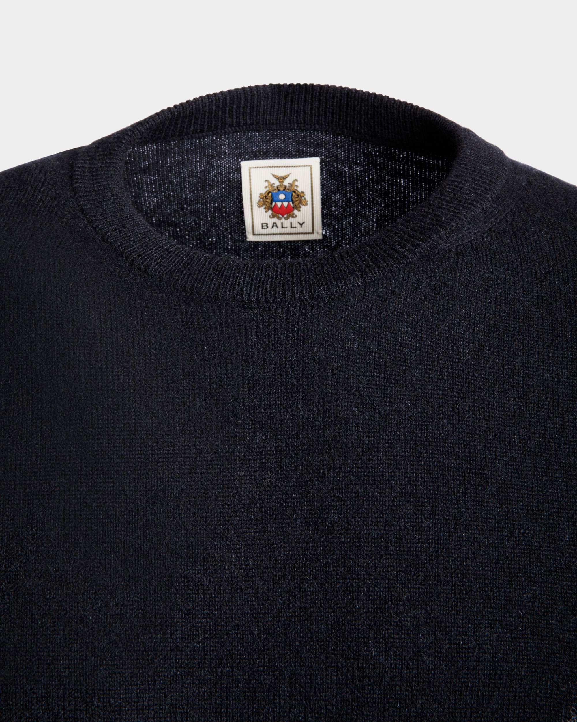Bally Global - Adrien Brody Travel Collection Crewneck Sweater In Navy Blue Cashmere - Blue