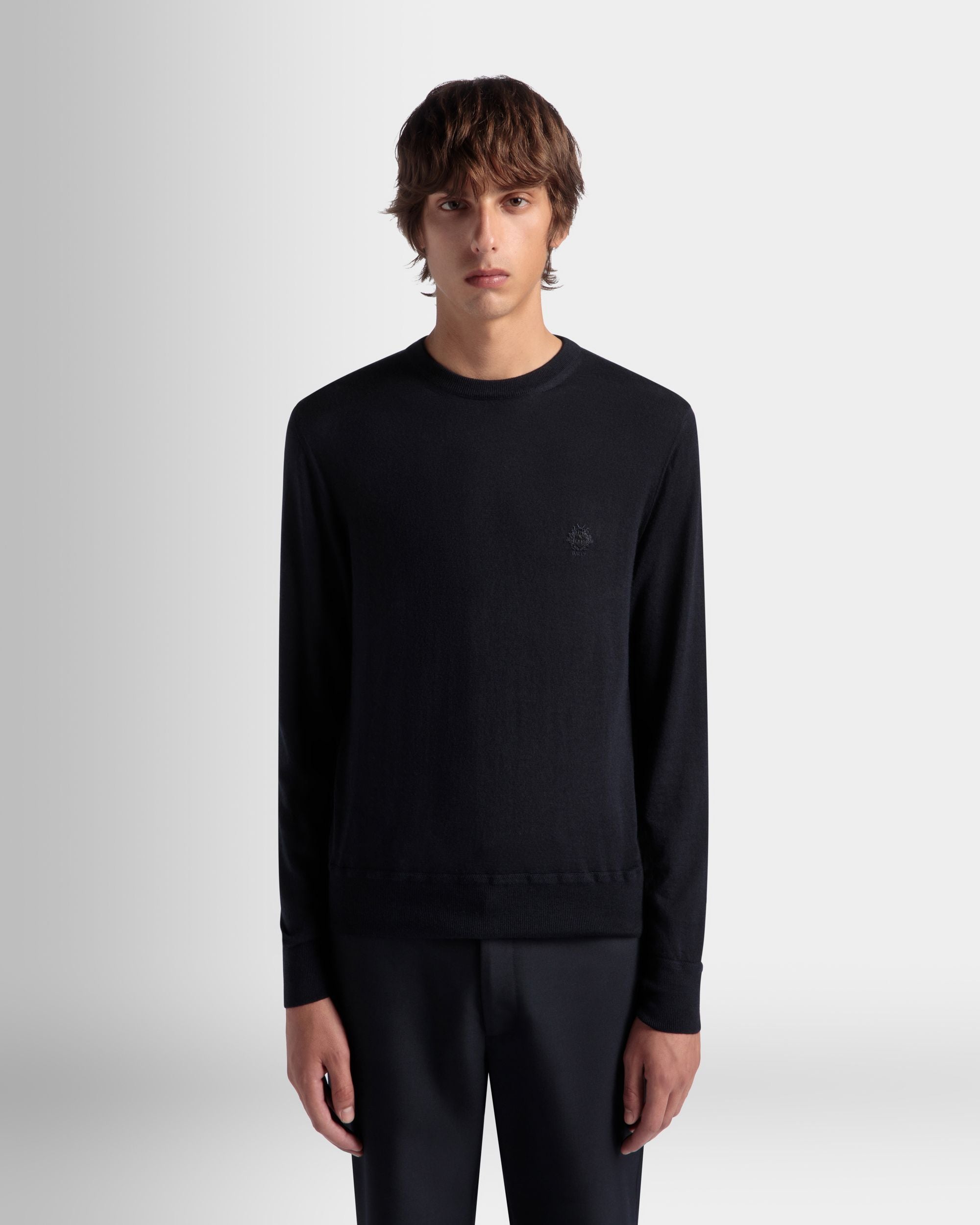 Bally Global - Adrien Brody Travel Collection Crewneck Sweater In Navy Blue Cashmere - Blue