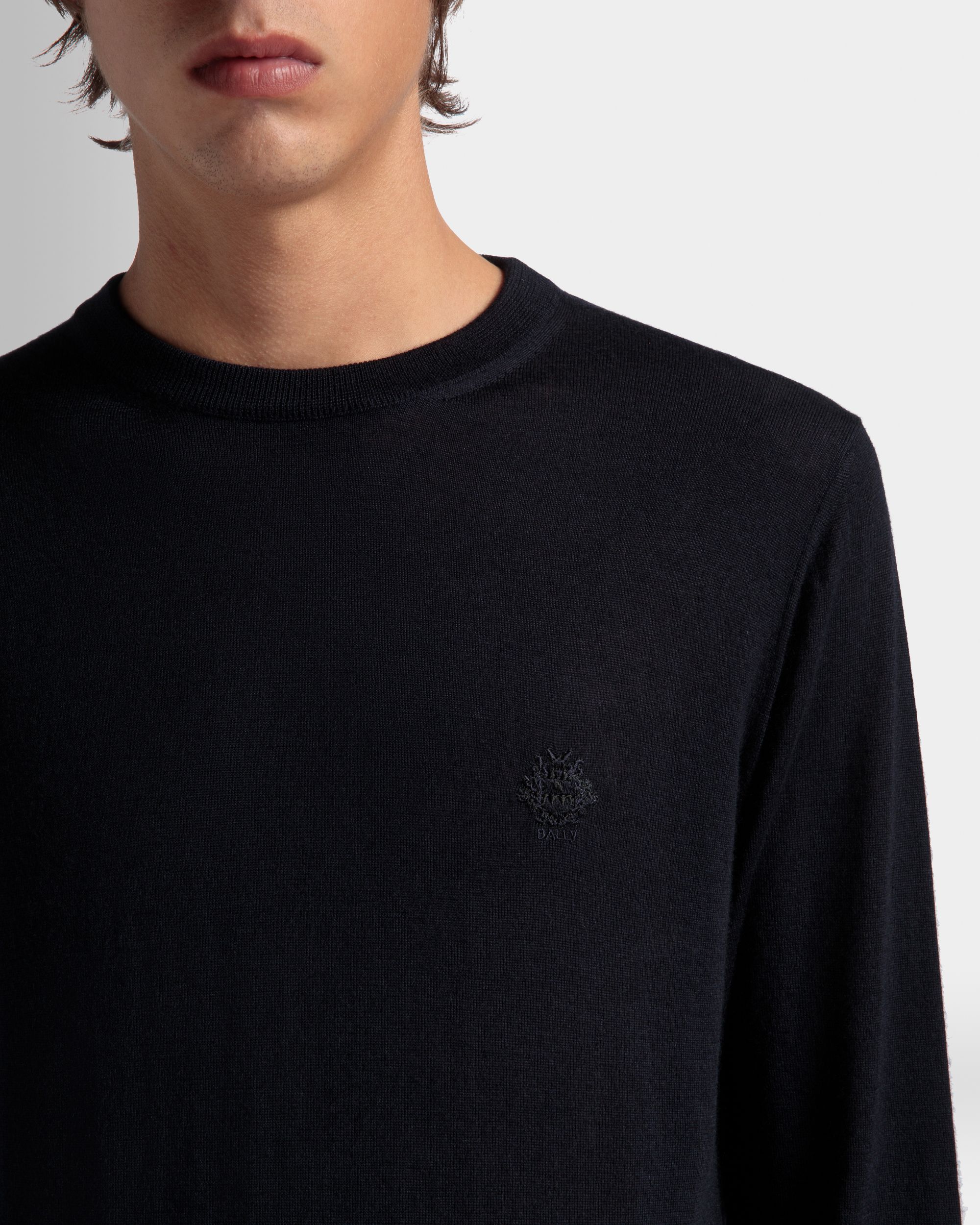 Bally Global - Adrien Brody Travel Collection Crewneck Sweater In Navy Blue Cashmere - Blue