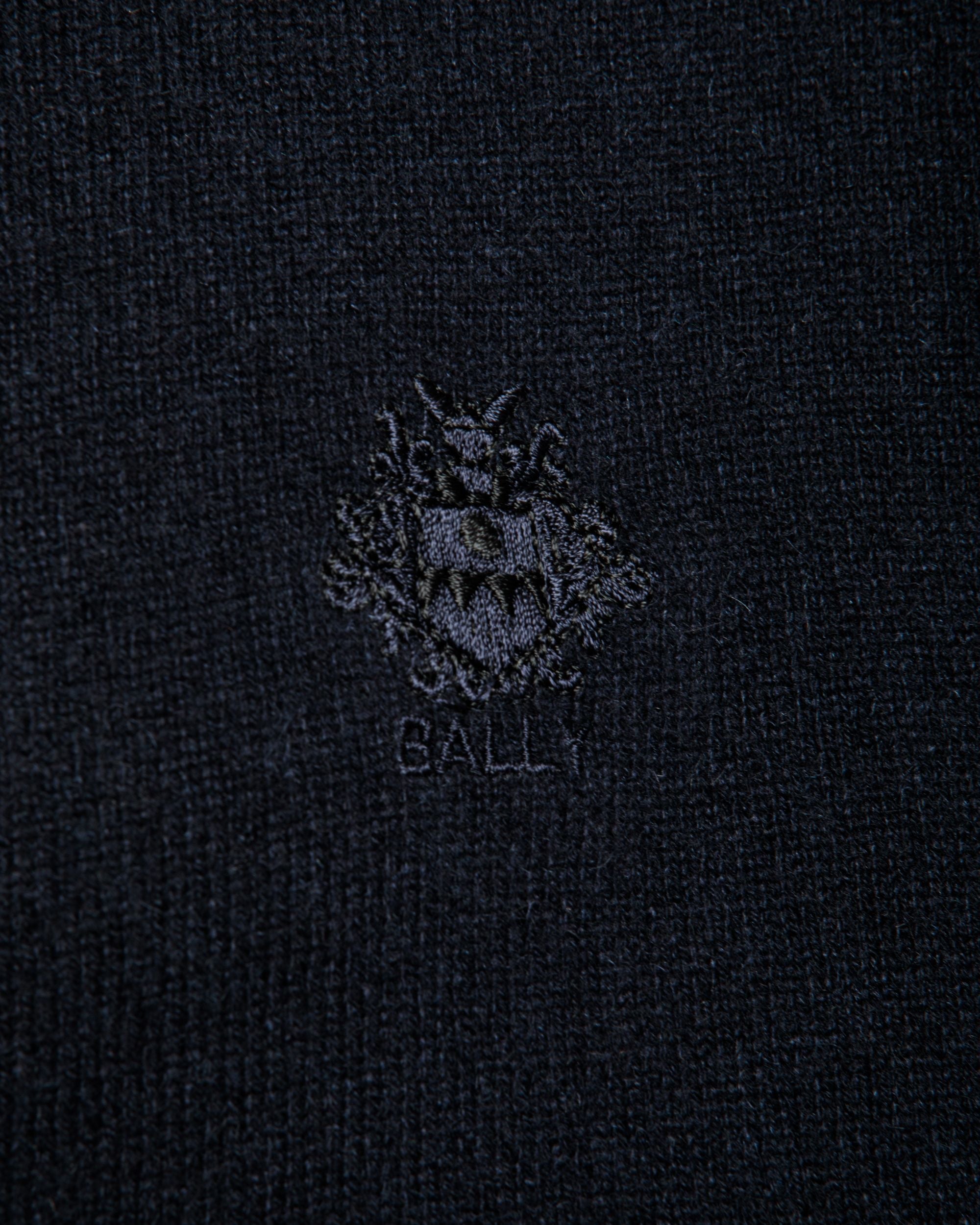 Bally Global - Cardigan With a Bally Crest in Navy Blue Cashmere - Blue