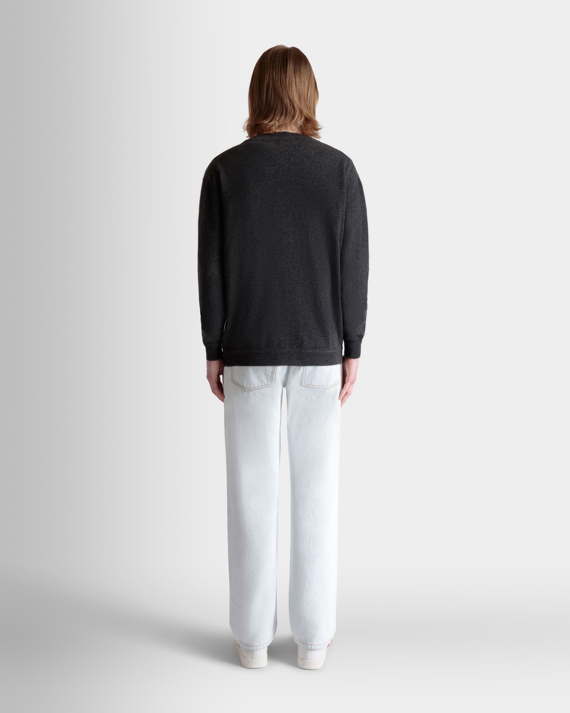 Bally Global - Cardigan En Cachemire Gris Foncé Orné D’un Logo Bally Crest - Gris