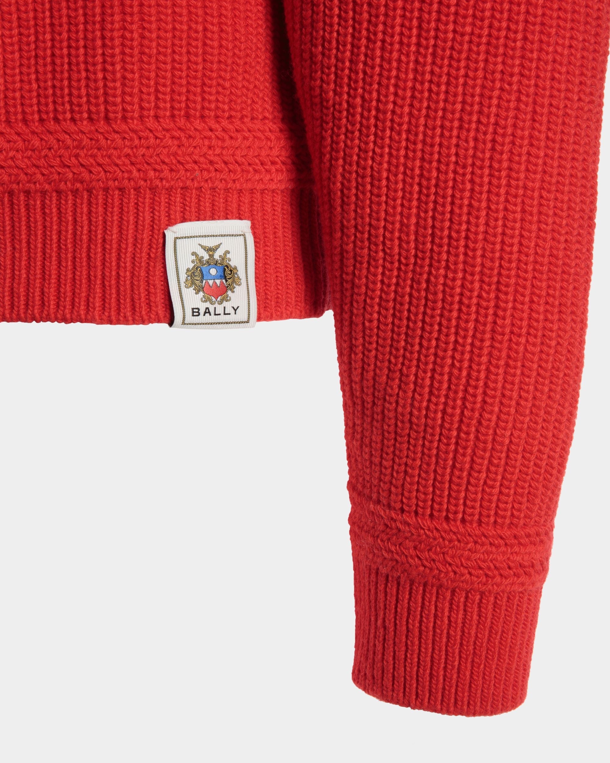 Bally Global - Crewneck Sweater With Bally Crest Logo In Candy Red Wool - Red