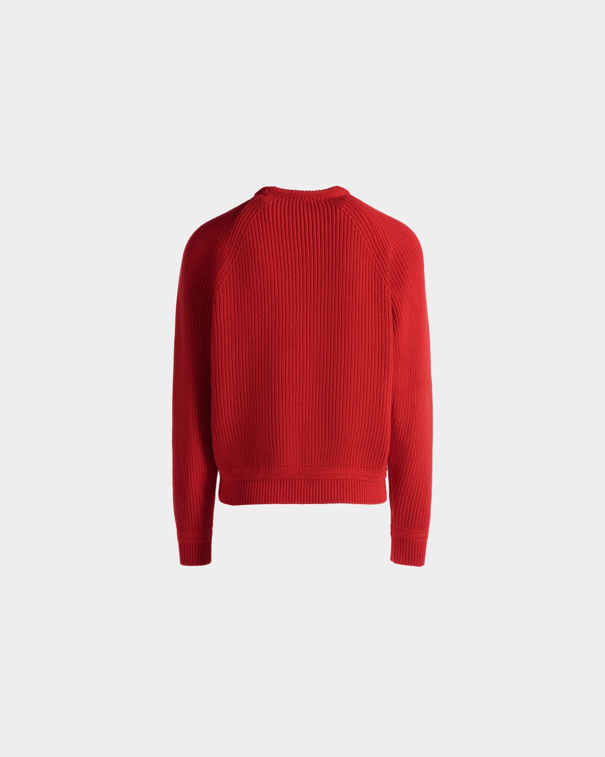 Bally Global - Crewneck Sweater With Bally Crest Logo In Candy Red Wool - Red