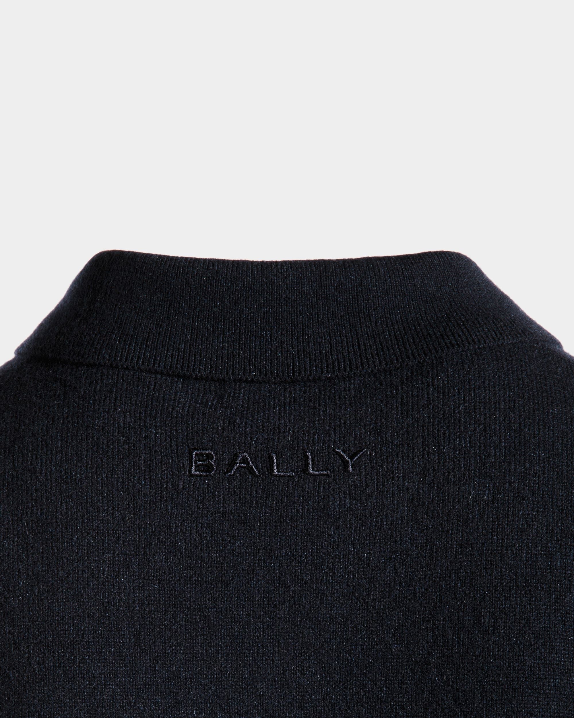 Bally Global - Chemise À Manches Longues Avec Logo En Cachemire Navy Blue - Bleu