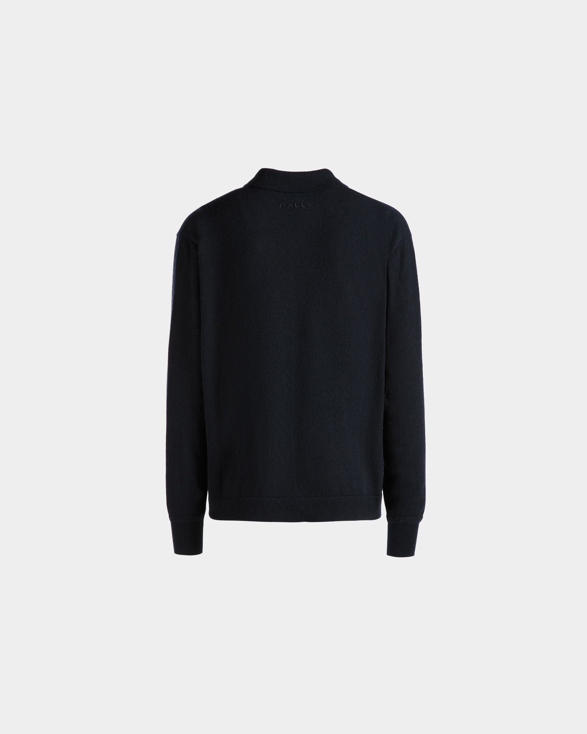 Bally Global - Chemise À Manches Longues Avec Logo En Cachemire Navy Blue - Bleu
