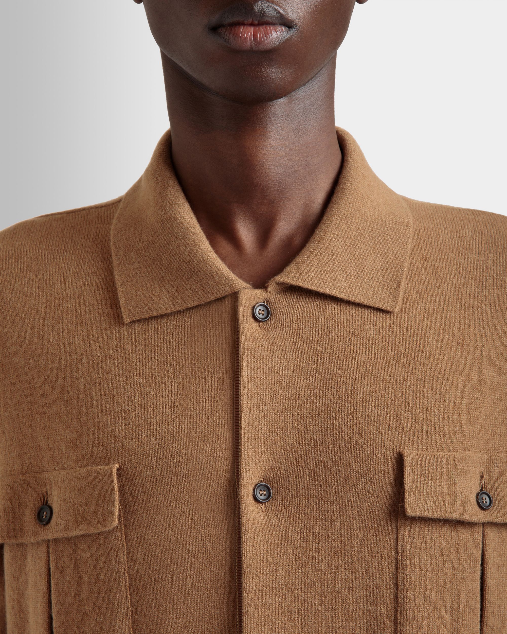 Bally Global - Long Sleeve Shirt With Logo in Brown Cashmere - Brown