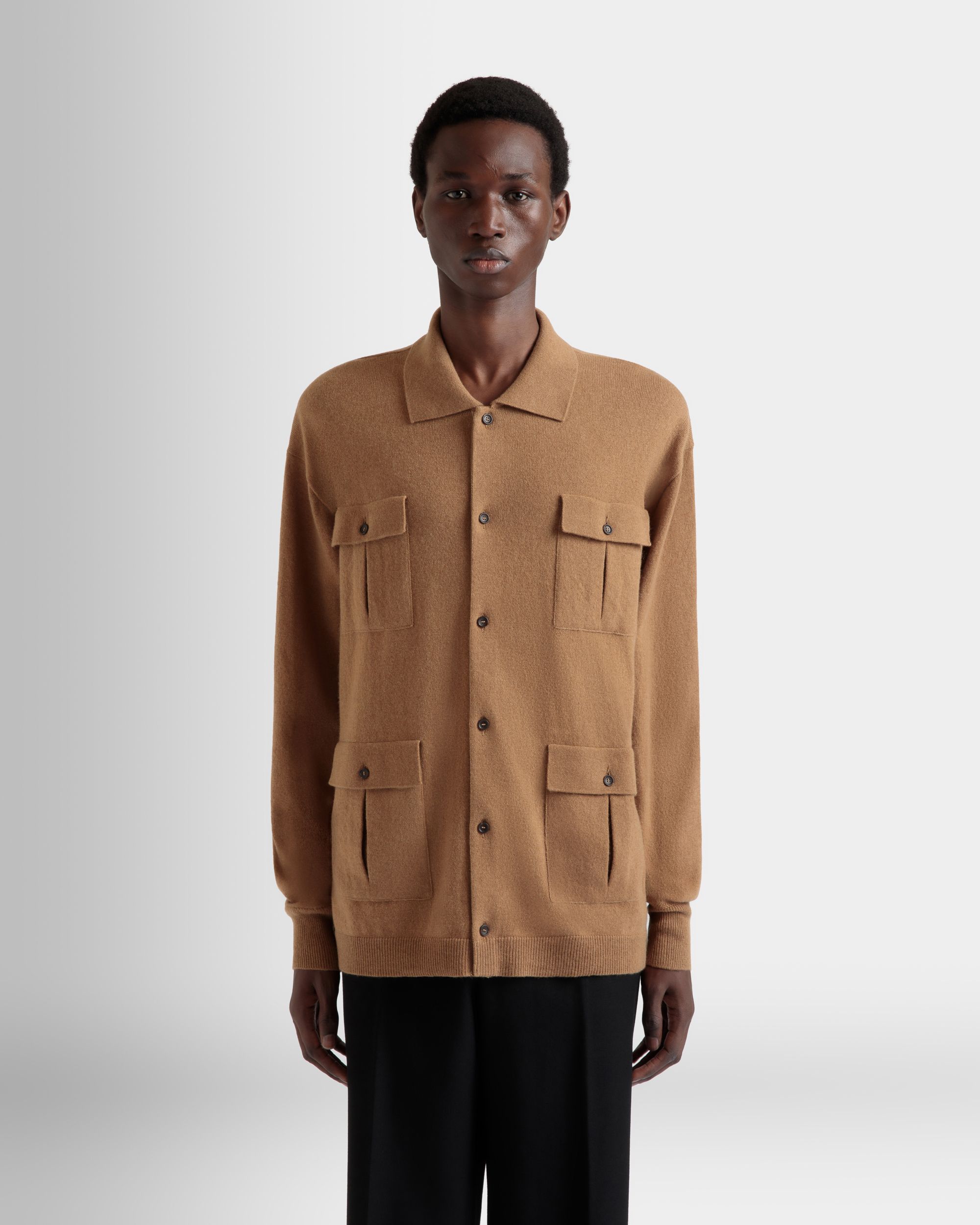 Bally Global - Long Sleeve Shirt With Logo in Brown Cashmere - Brown