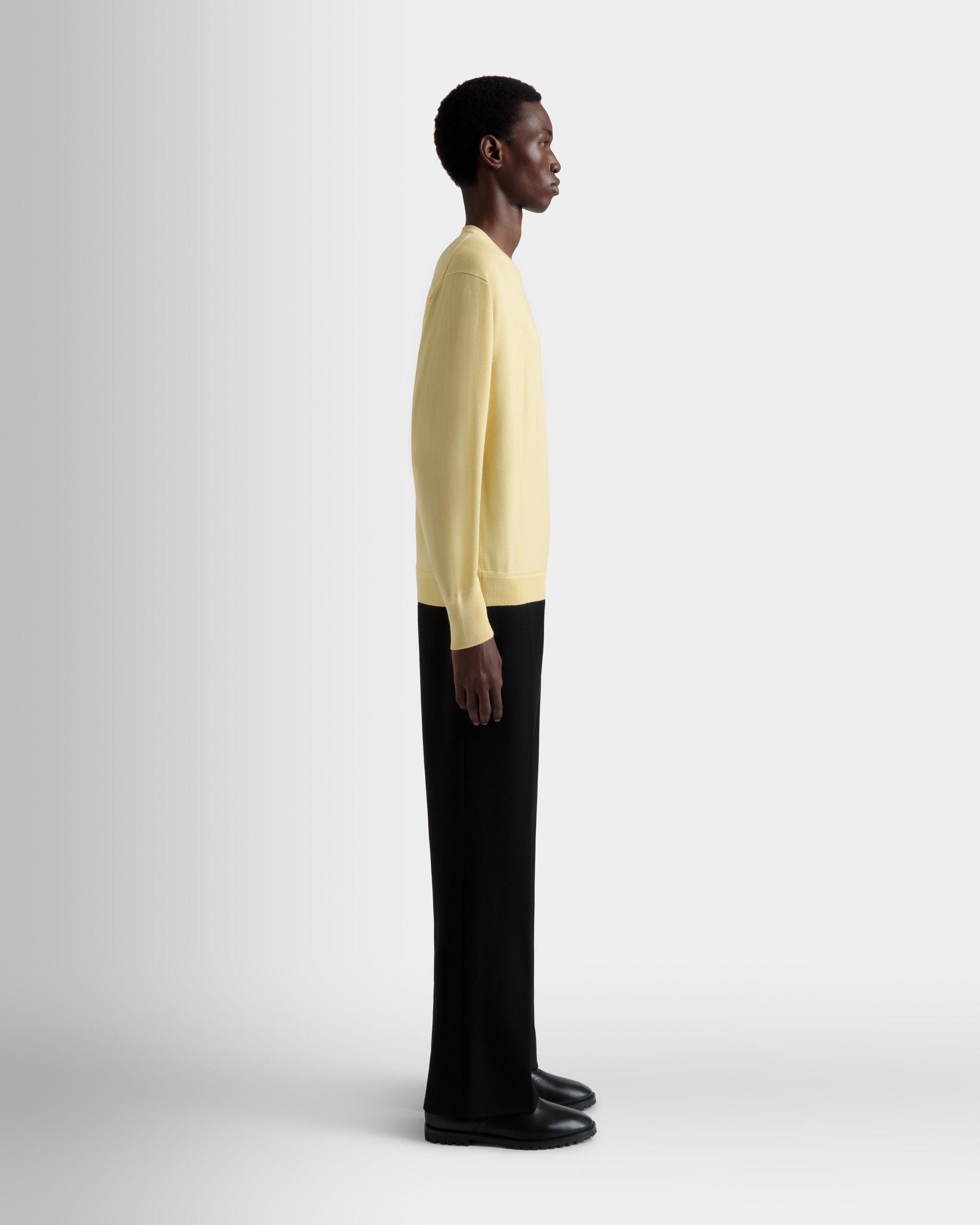 Bally Global - Crewneck Sweater in a Dusty Yellow Wool-Cashmere Blend - Yellow