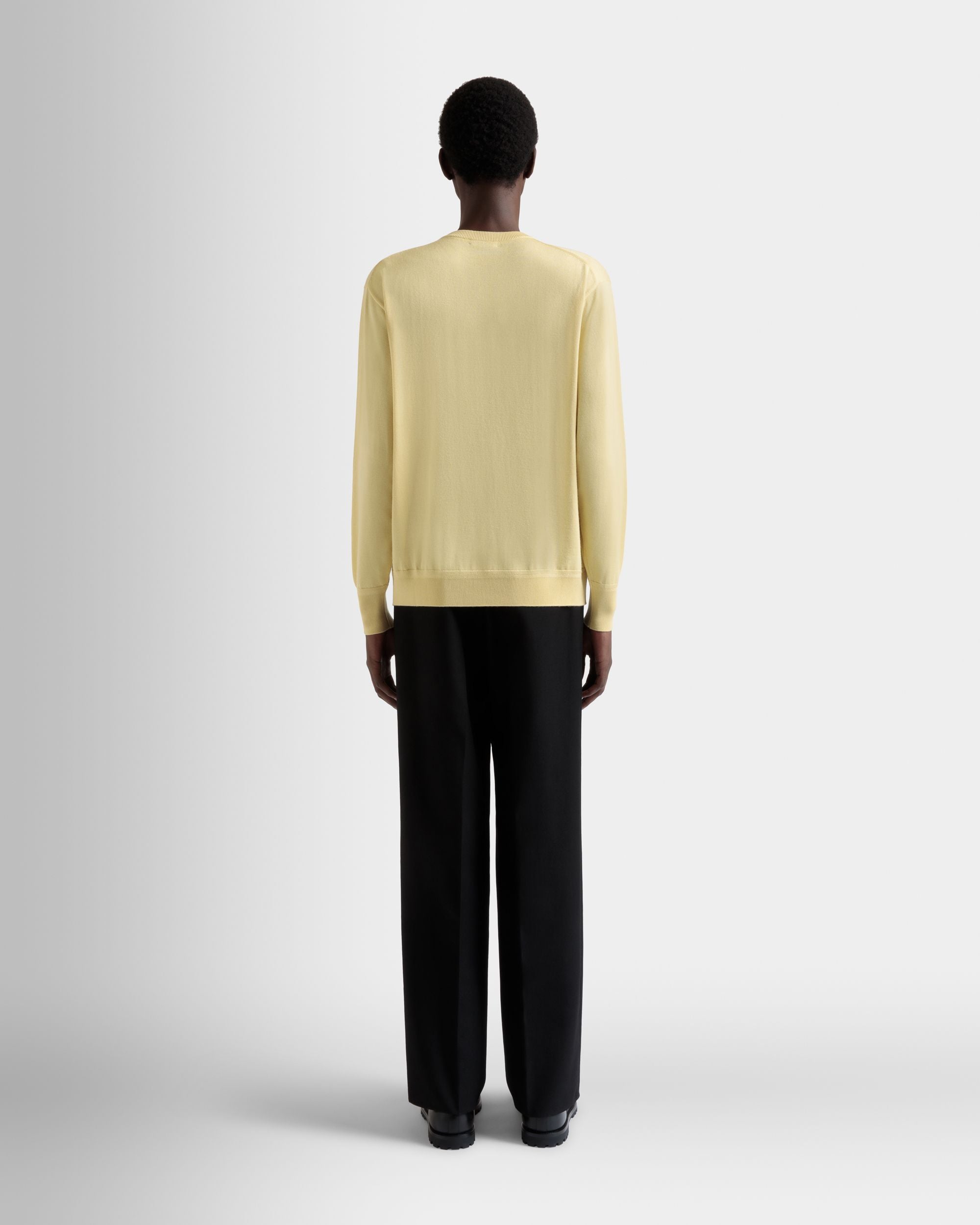 Bally Global - Crewneck Sweater in a Dusty Yellow Wool-Cashmere Blend - Yellow