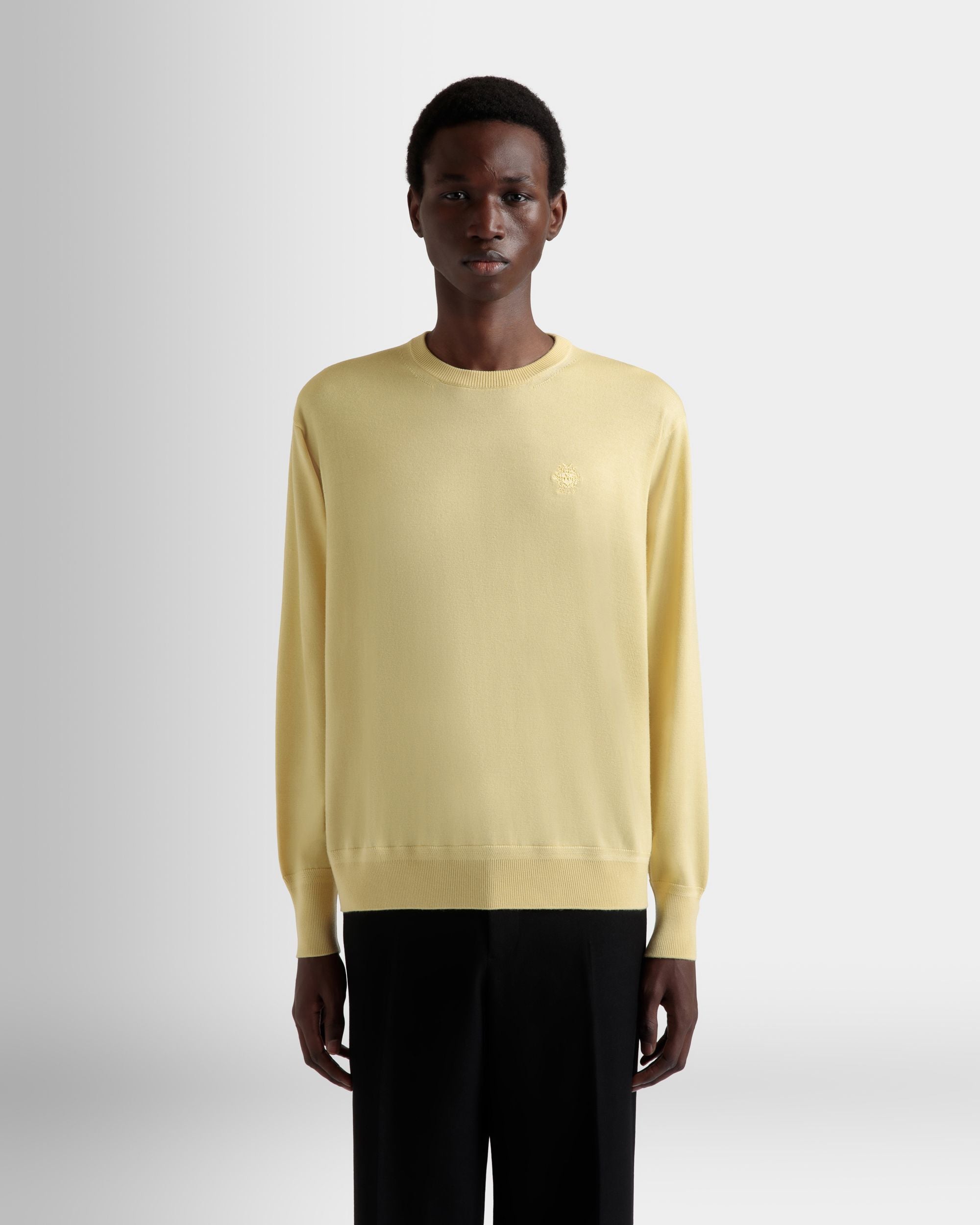 Bally Global - Crewneck Sweater in a Dusty Yellow Wool-Cashmere Blend - Yellow