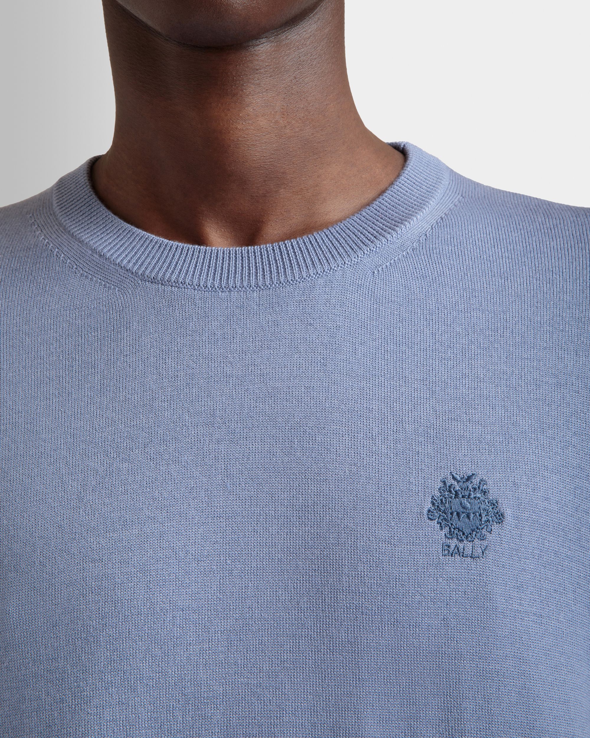 Bally Global - Crewneck Sweater in a Light Blue Wool and Cashmere Blend - Blue