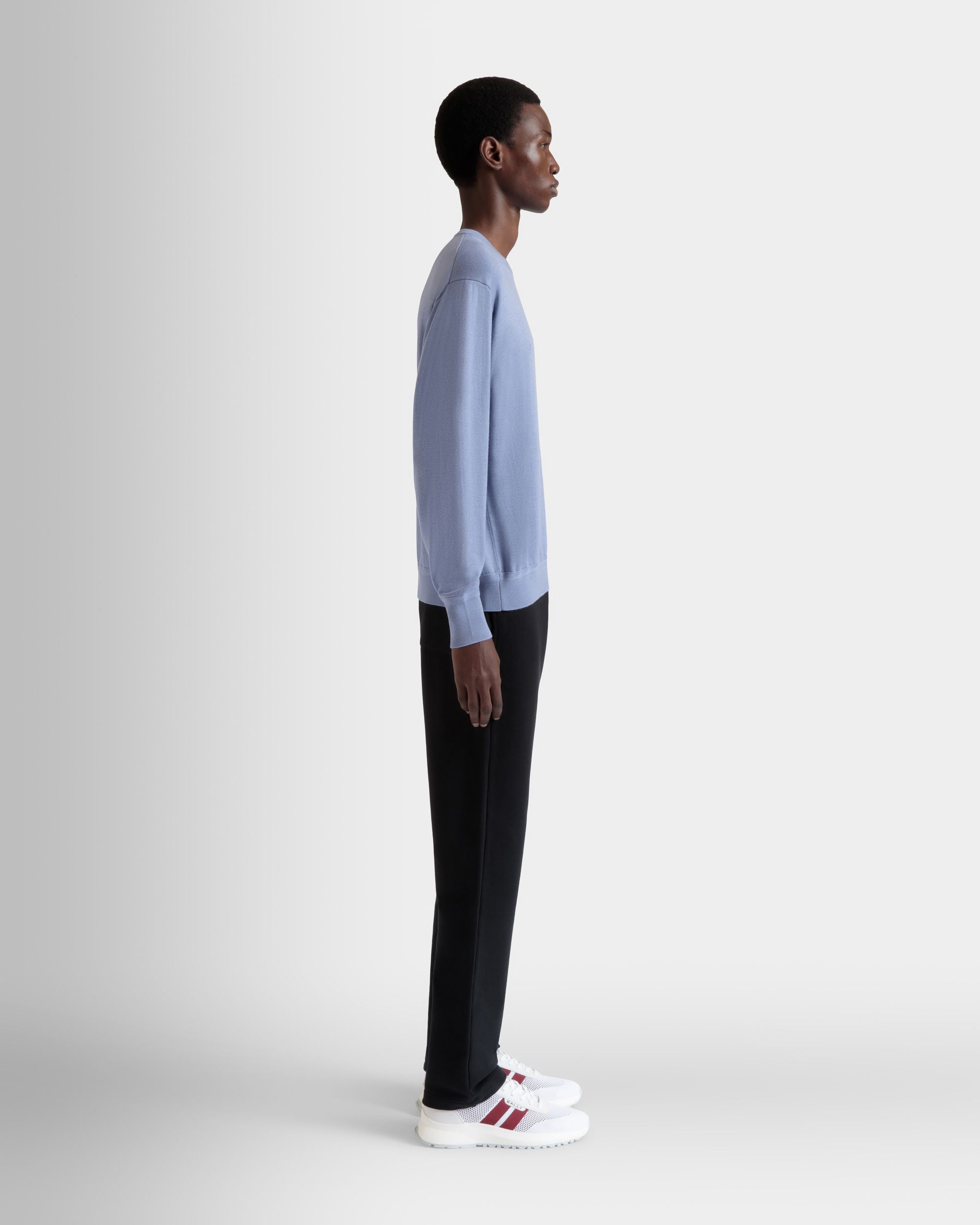Bally Global - Crewneck Sweater in a Light Blue Wool and Cashmere Blend - Blue
