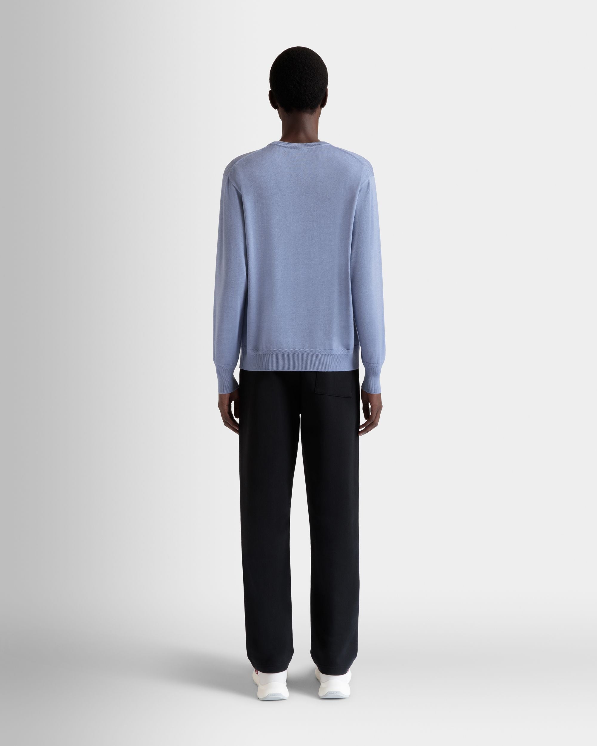Bally Global - Crewneck Sweater in a Light Blue Wool and Cashmere Blend - Blue