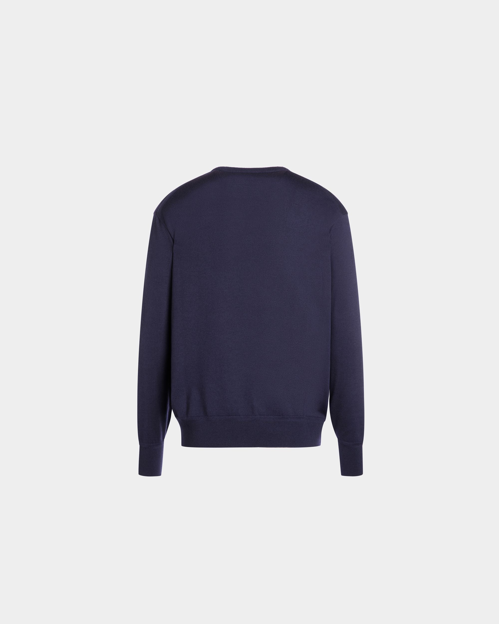 Bally Global - Crewneck Sweater in Navy Blue Wool Cashmere Blend - Blue