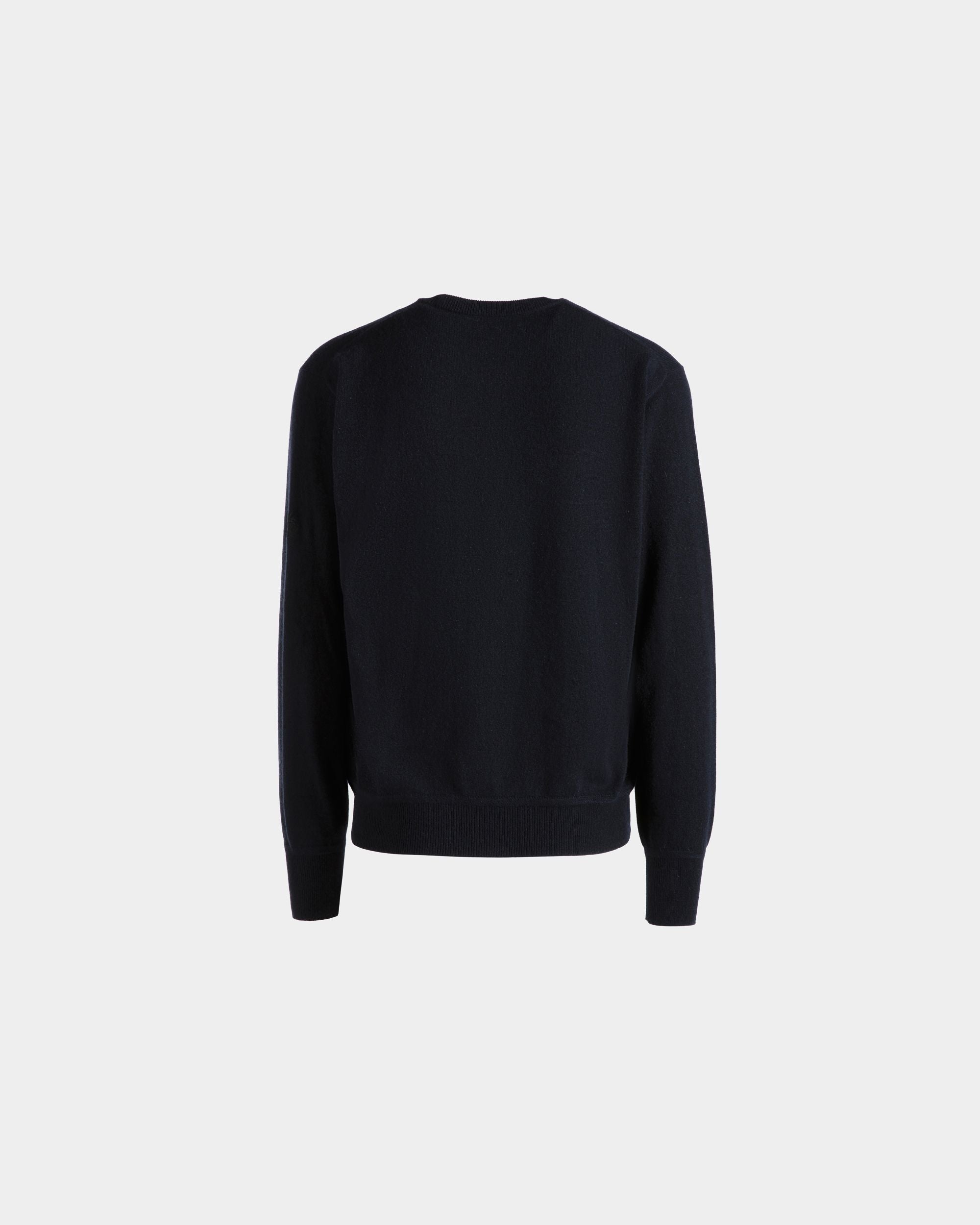 Bally Global - Crewneck Sweater In Navy Blue Cashmere - Blue