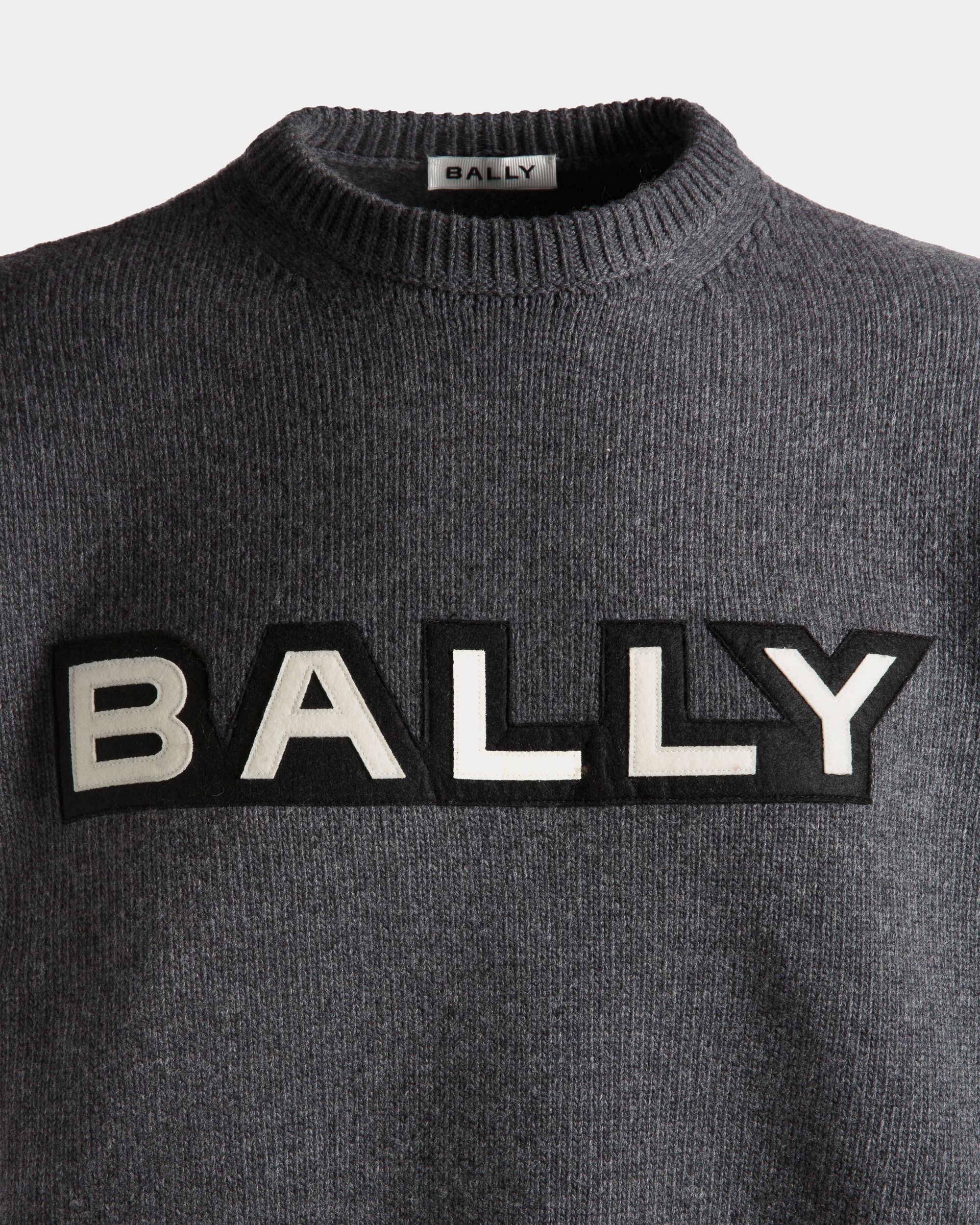 Bally Global - Jersey De Cuello Redondo Con Logotipo De Lana Gris Oscuro - Gris