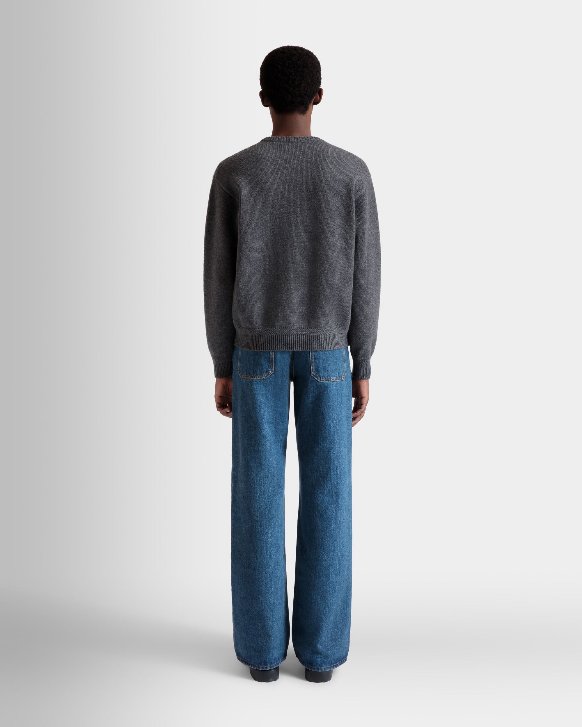 Bally Global - Jersey De Cuello Redondo Con Logotipo De Lana Gris Oscuro - Gris