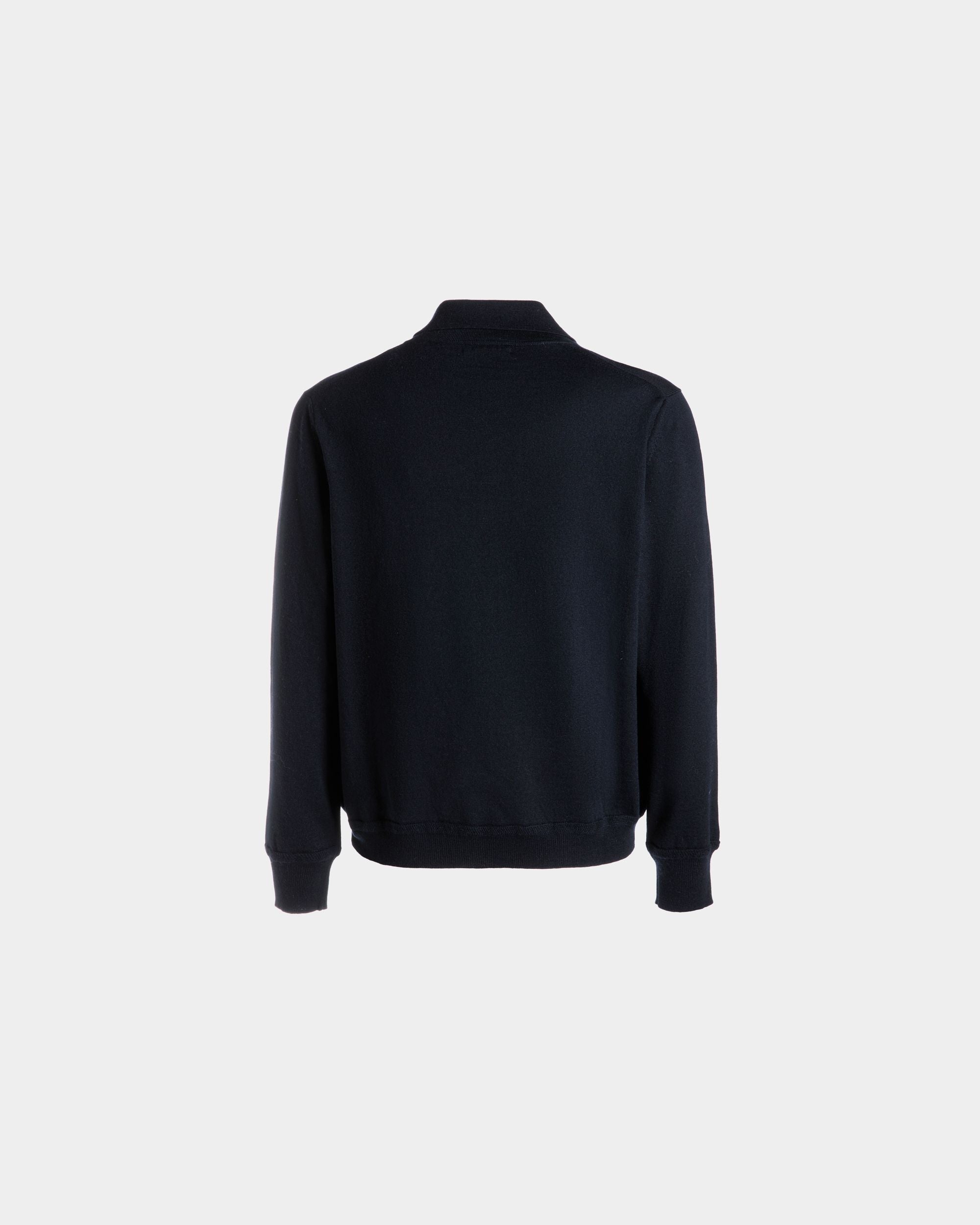 Bally Global - Polo À Manches Longues Avec Logo Bally Crest En Laine Navy Blue - Bleu