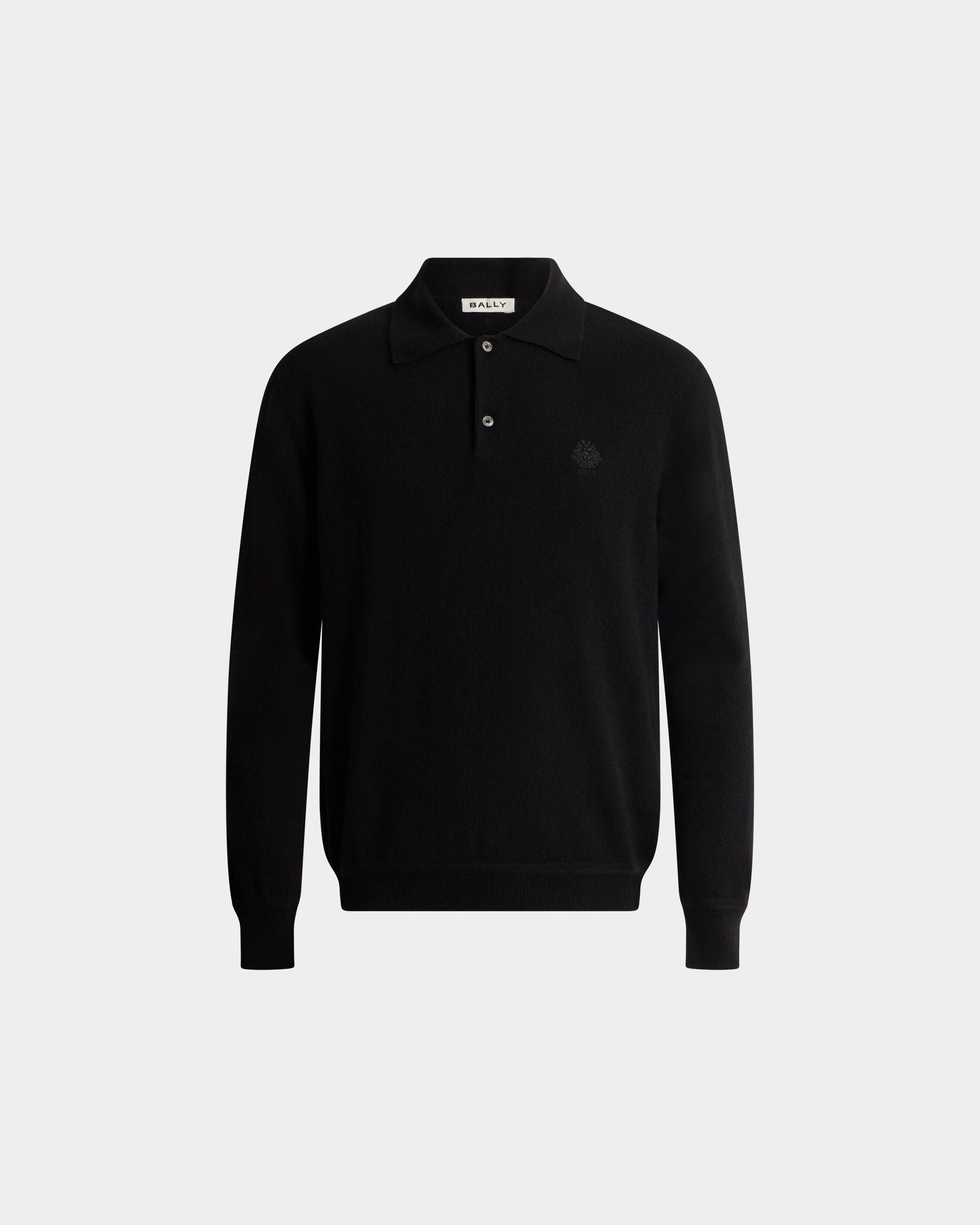 Bally Global - Long Sleeve Polo Shirt in Black Cashmere - Black