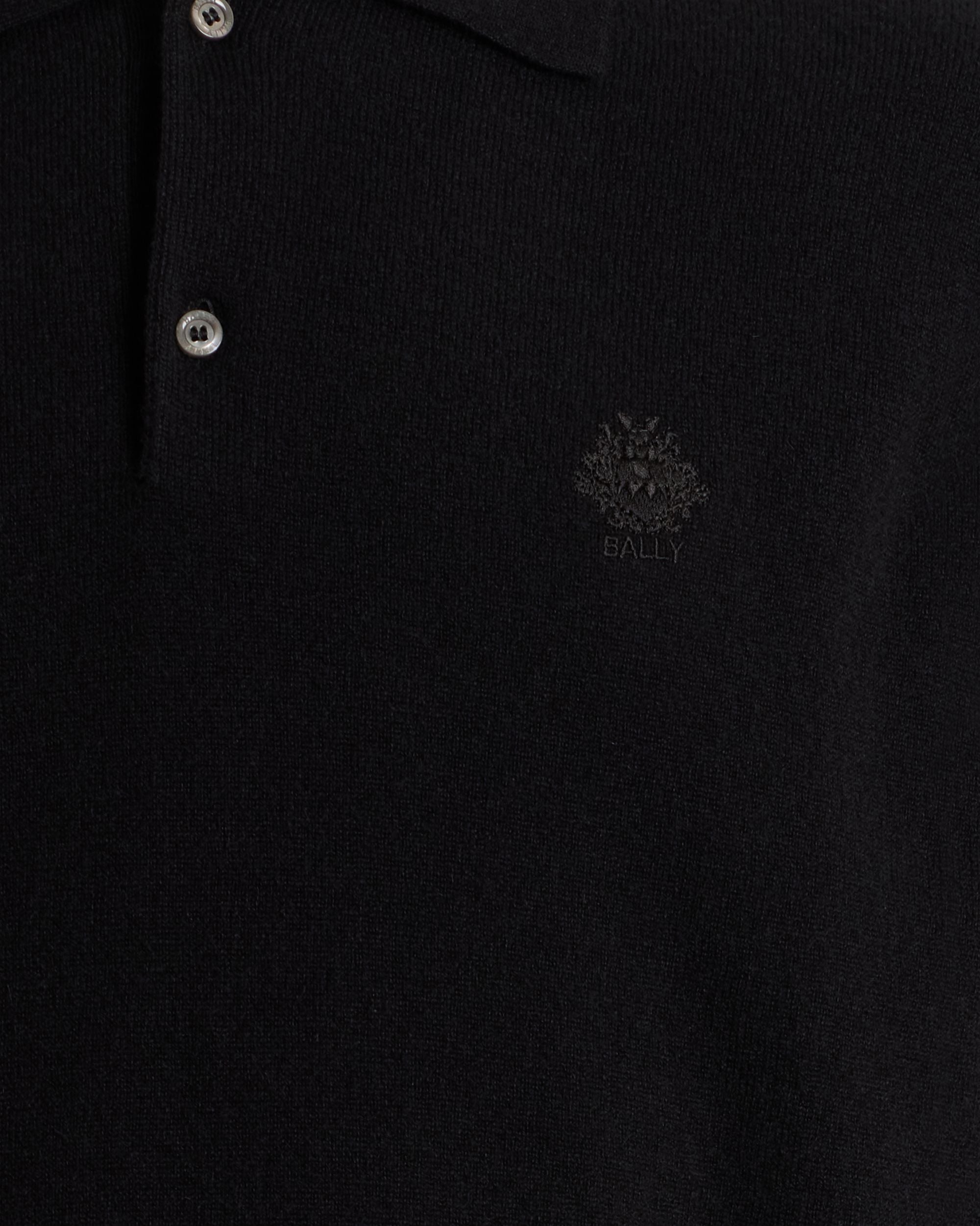 Bally Global - Long Sleeve Polo Shirt in Black Cashmere - Black