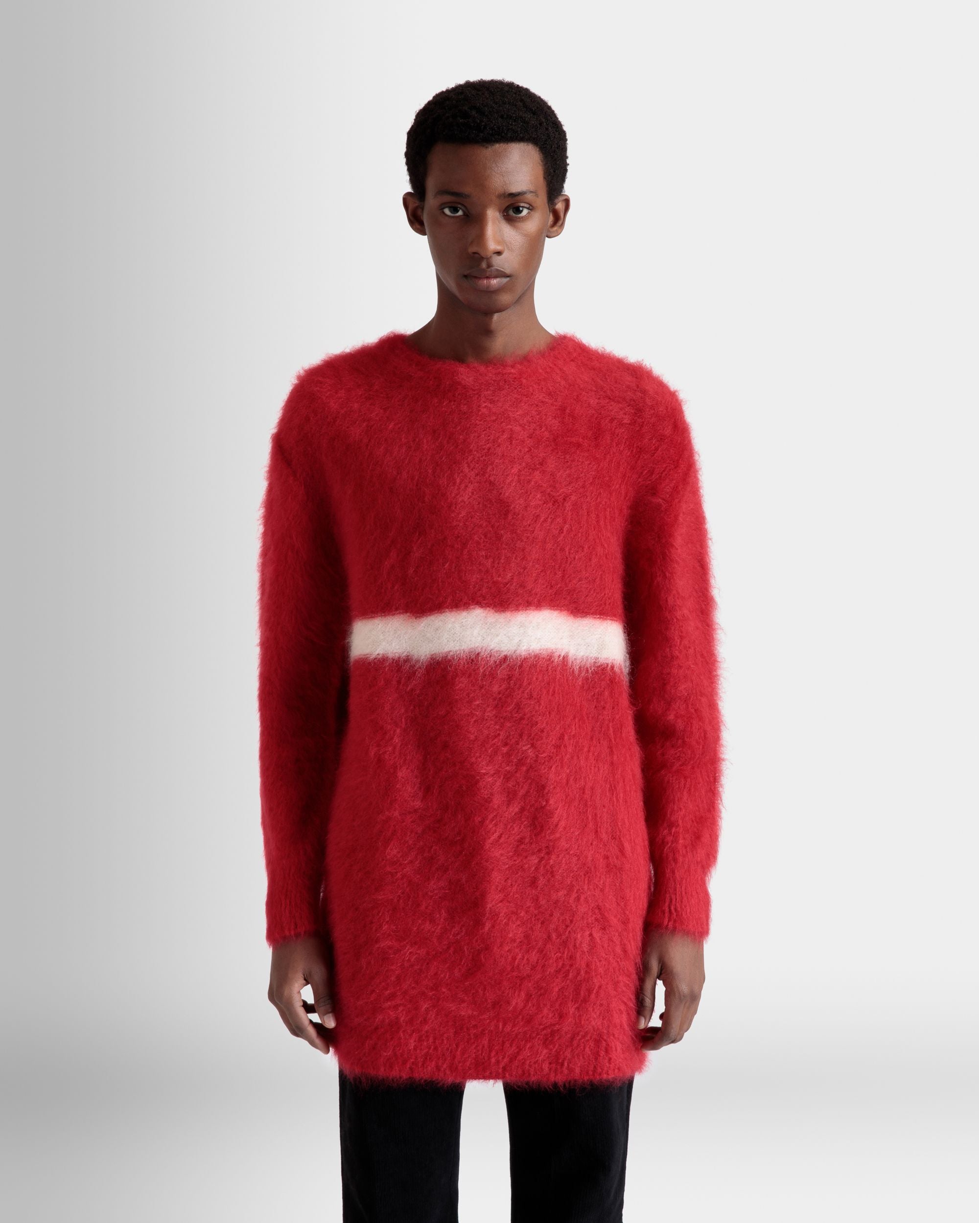 Bally Global - Crewneck Sweater In Red Mohair And Silk - Red