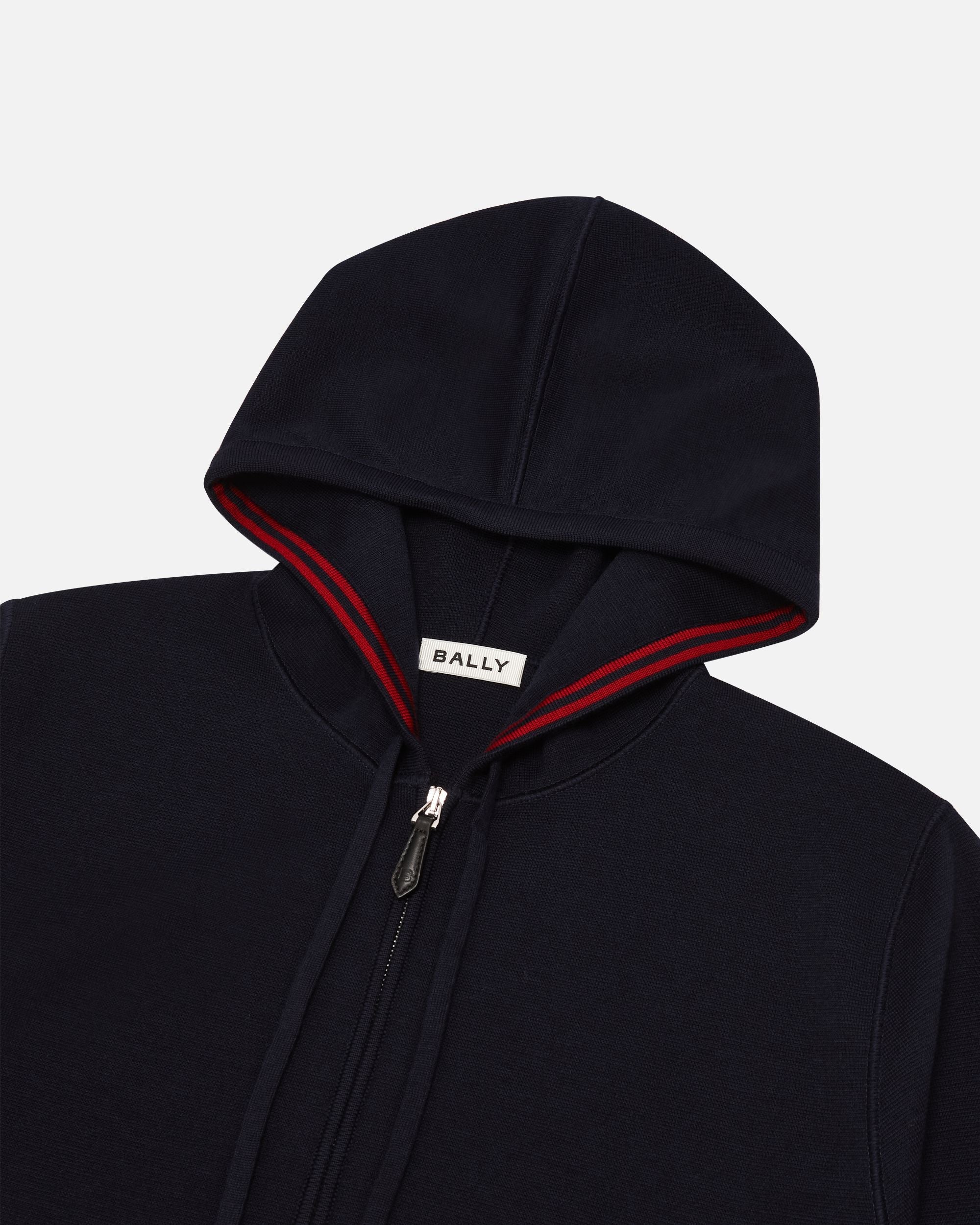 Bally Global - Hoodie In Navy Blue Wool - Blue