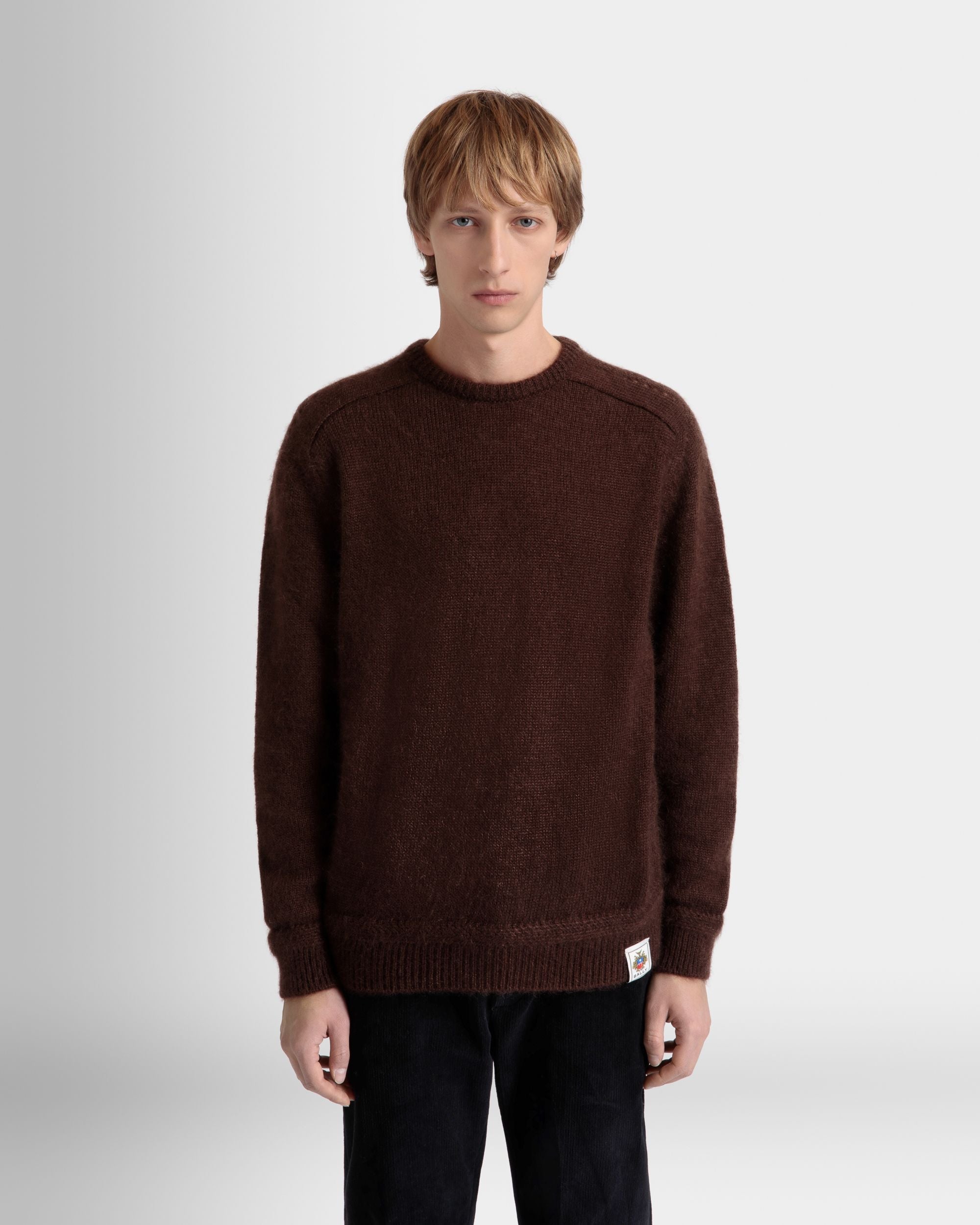 Bally Global - Crewneck Sweater In Brown Mohair And Silk - Brown
