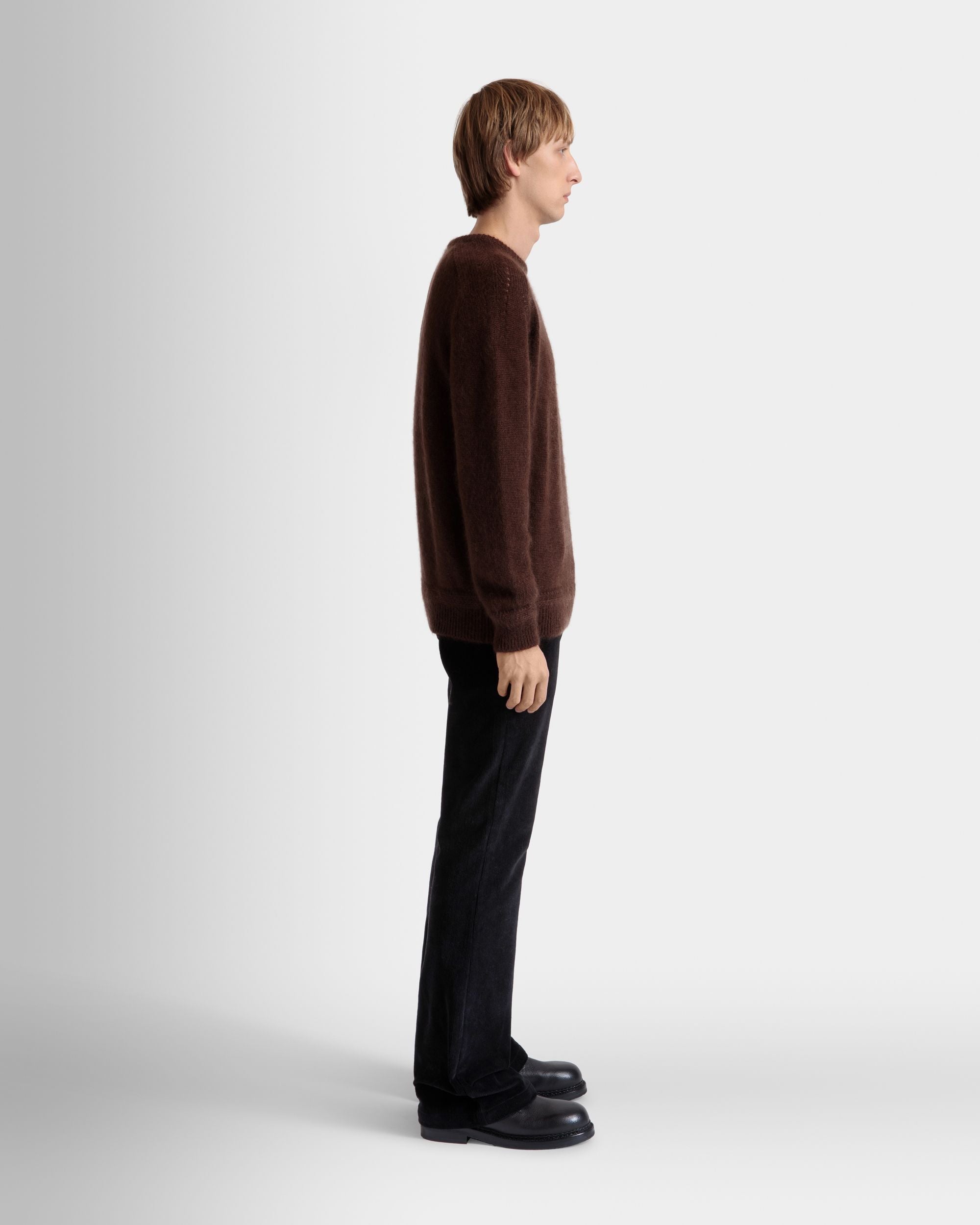 Bally Global - Crewneck Sweater In Brown Mohair And Silk - Brown