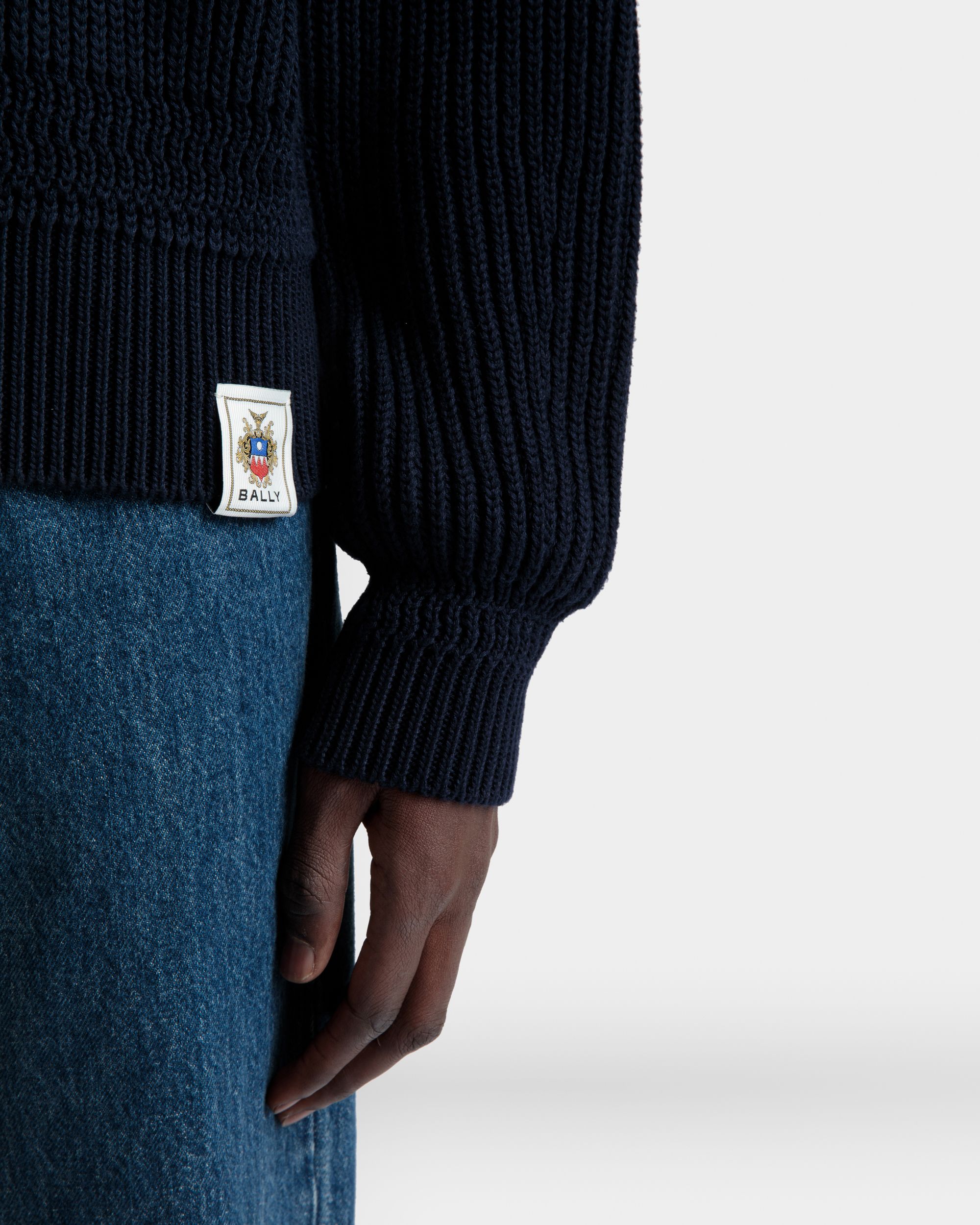 Bally Global - Crewneck Sweater in Navy Blue Cotton - Blue
