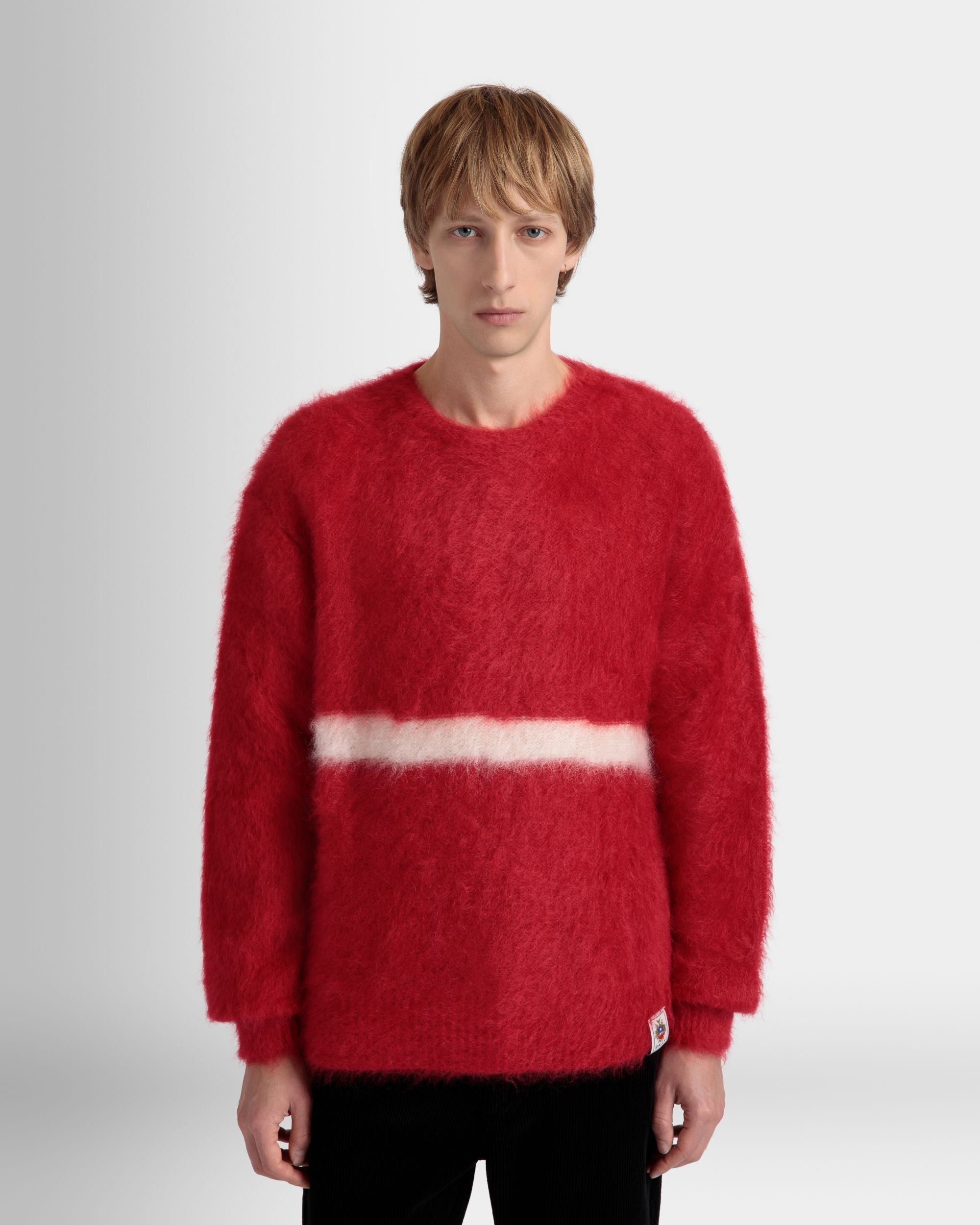 Bally Global - Crewneck Sweater In Red Mohair And Silk - Red
